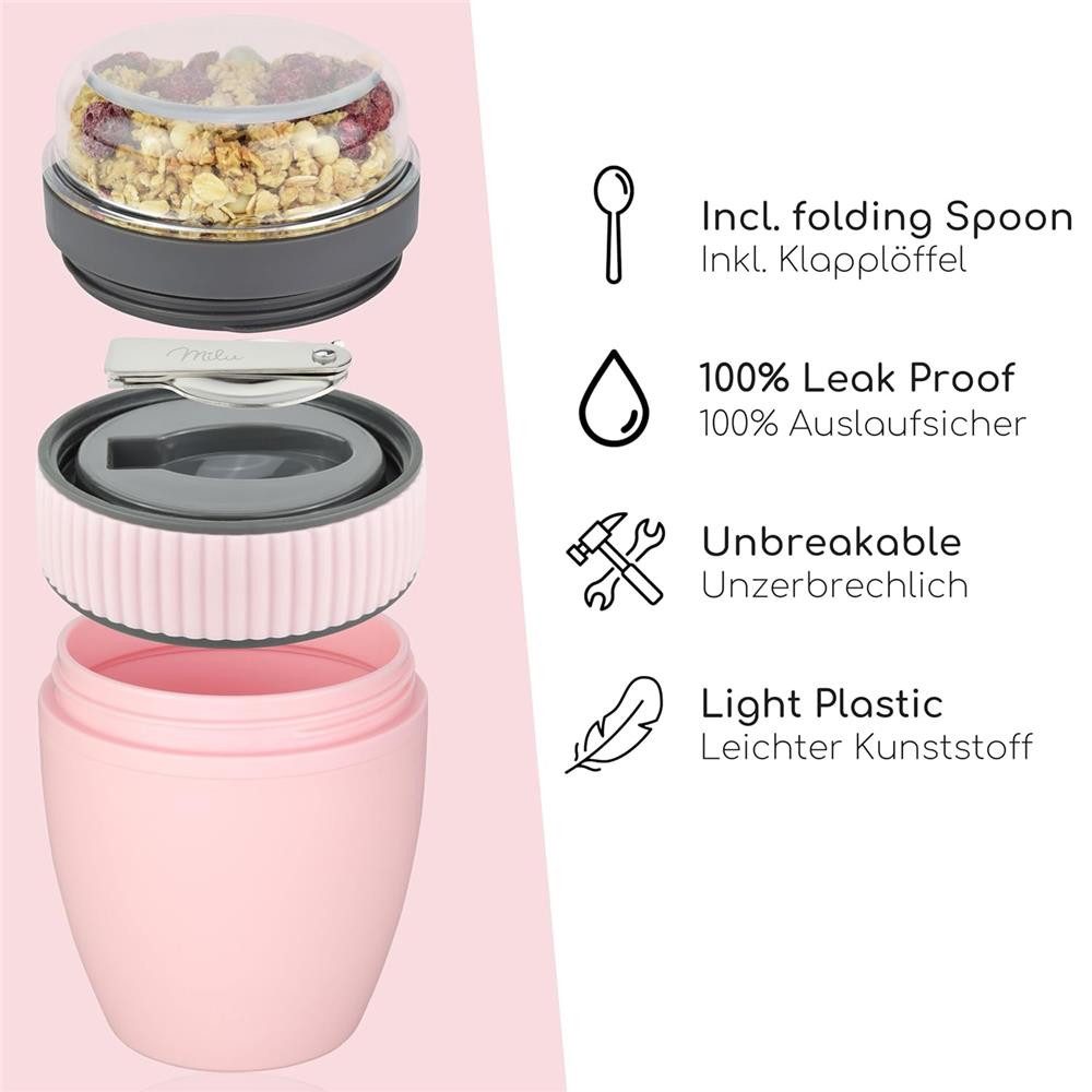 Milu Müslibox Milu Müslibecher To Go Kunststoff 400 ml, auslaufsicher, Müslimax Set – Bild 3 von 5