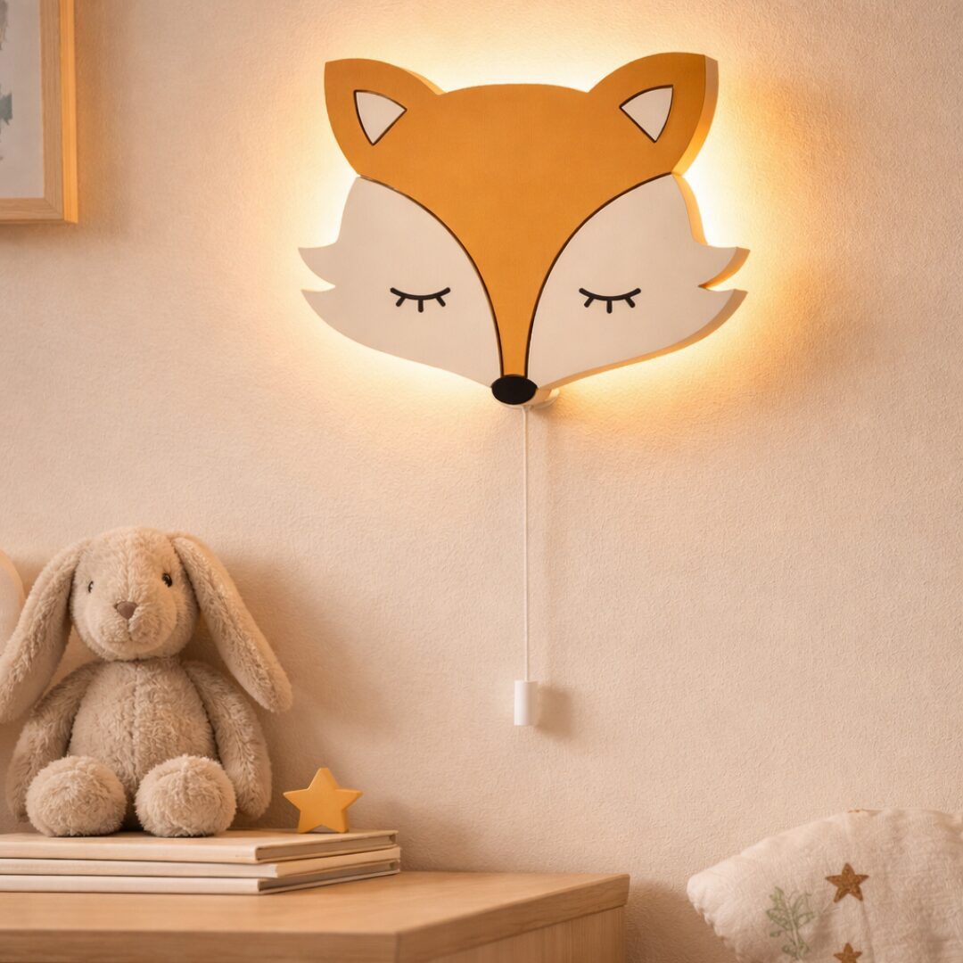COZYCOLLECTIONS LED Wandleuchte Gelb Fuchs LED-Wandnachtlicht Kinderzimmer, LED, Warmweiß, Montessori-inspiriertes Fuchslicht in warmen Naturtönen