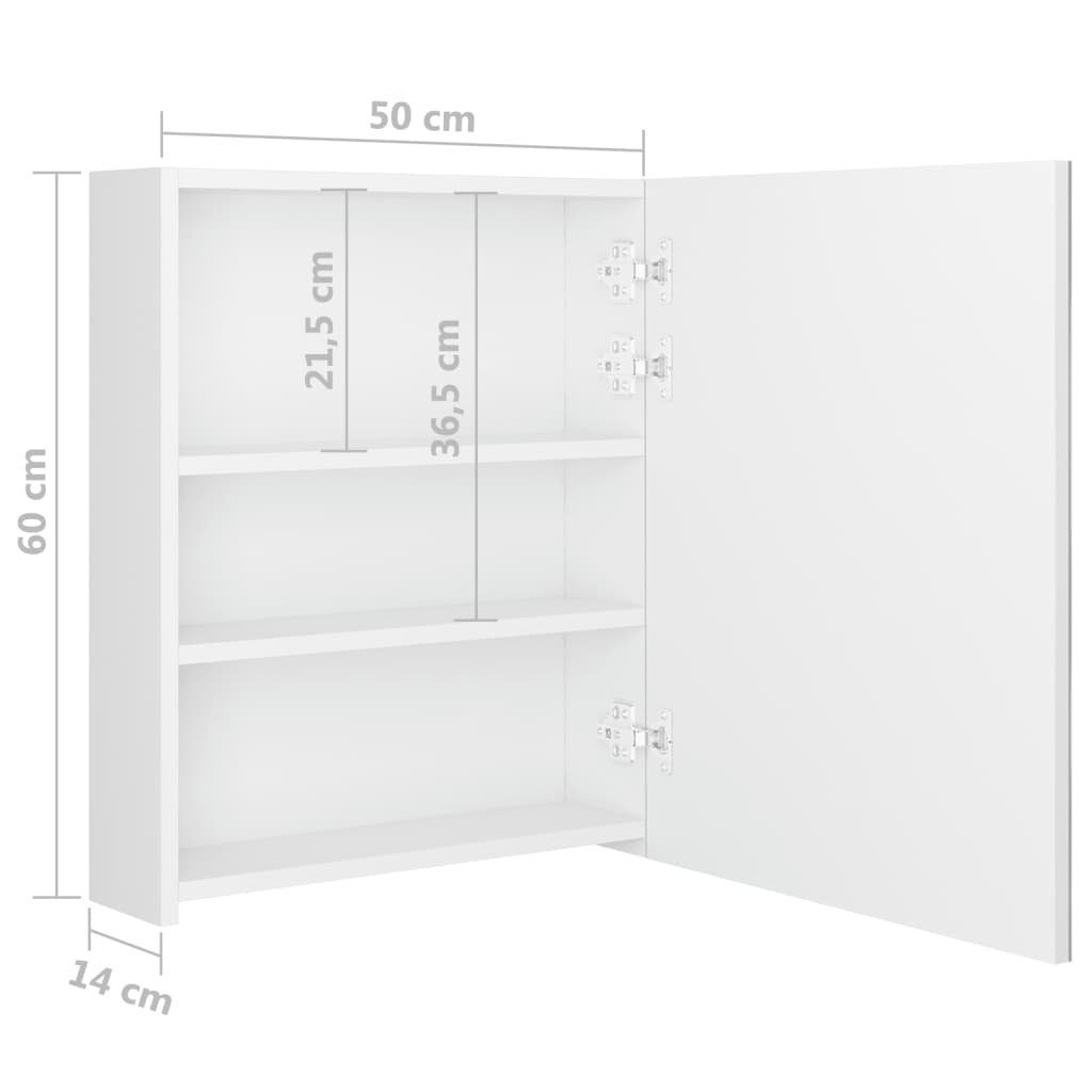 50x14x60 (1-St) LED-Bad-Spiegelschrank Hochglanz-Weiß Badezimmerspiegelschrank cm Weiß vidaXL Glänzendes
