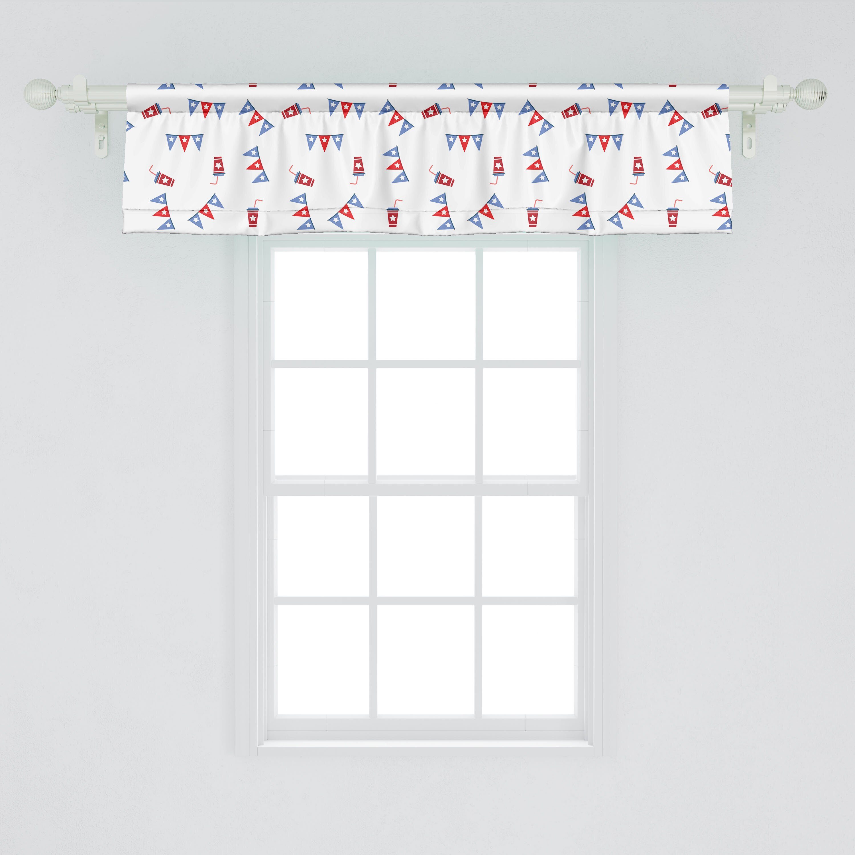 Scheibengardine Vorhang Volant Party hängend Abakuhaus, Küche Dekor Stangentasche, mit Microfaser, für Juli Schlafzimmer Vierter Flags
