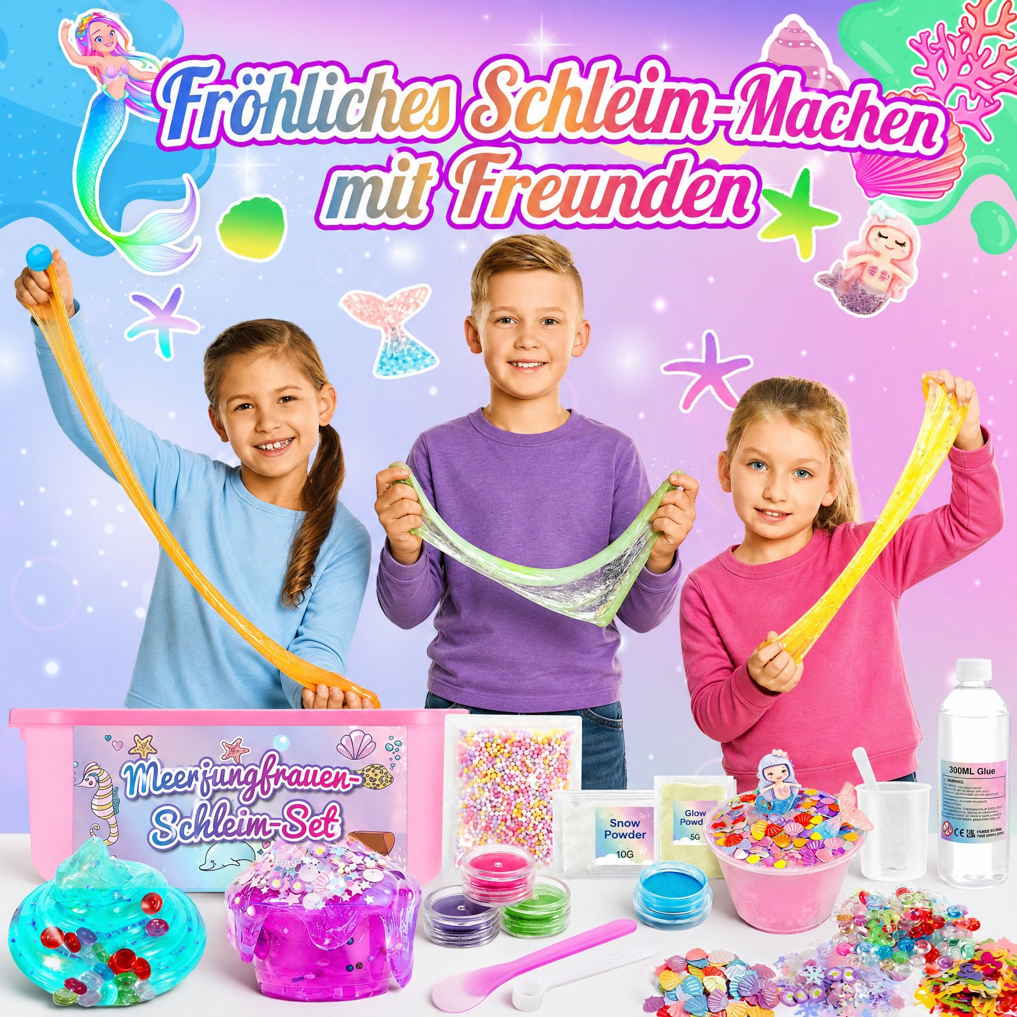 Wootoy Kreativset Experimentierkasten Schleim Bastelset Galaxy Einhorn DIY Slime Kit, (mit Glitzer Perlen und Zubehör zum Kreativen Gestalten, 1-tlg., Schleim-Bastelset in zwei Themenwelten: Galaxie oder Einhorn), Fördert Kreativität Feinmotorik und spielerisches Experimentieren