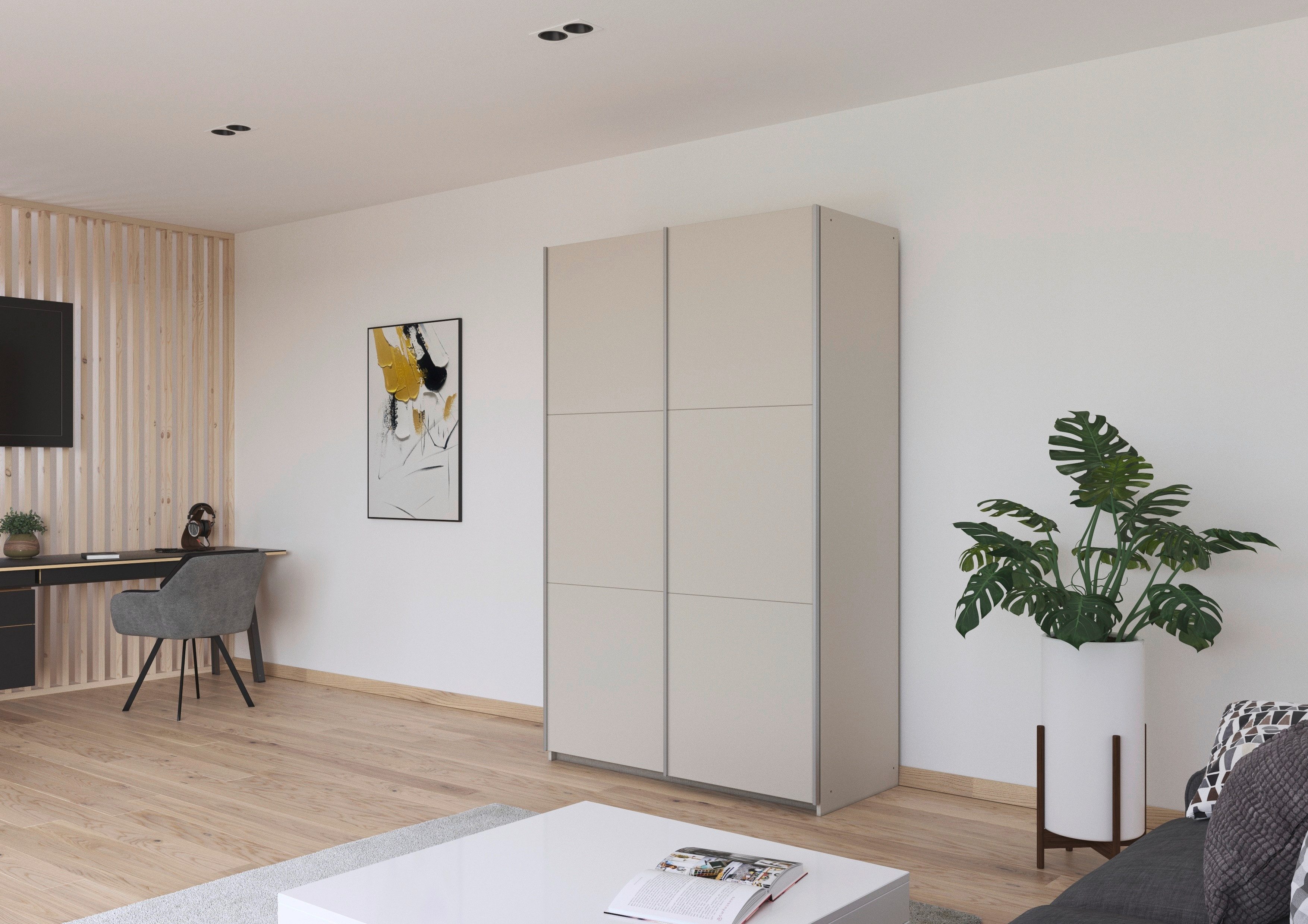 rauch Schwebetürenschrank Kleiderschrank Drehtürenschrank Schrank Garderobe KRONACH (in 3 Ausstattungen BASIC/CLASSIC/PREMIUM, Breiten 131/175/218/261 cm) optional ohne, mit 1 oder 2 Spiegel, viel Stauraum MADE IN GERMANY