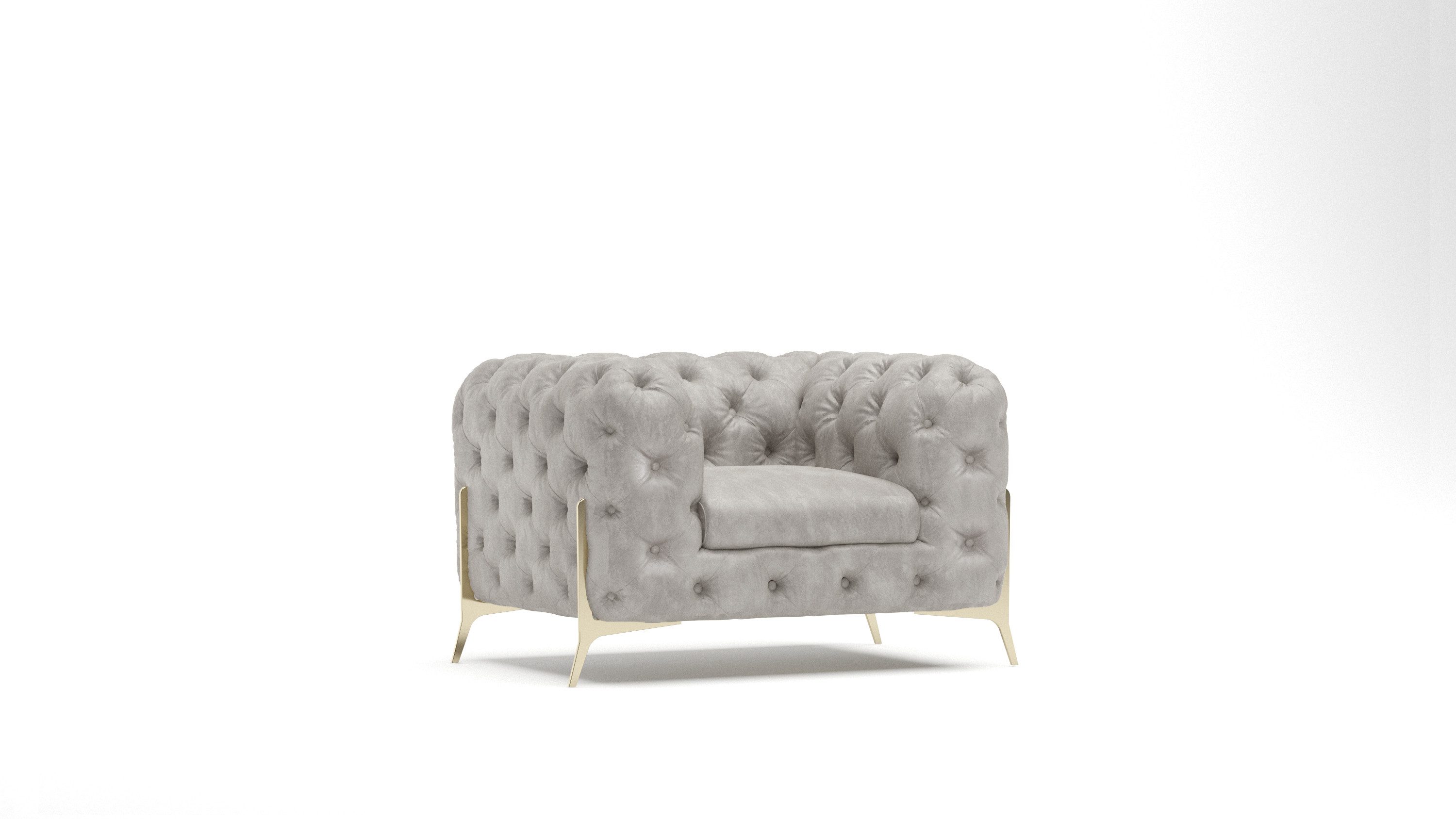 S-Style Möbel Chesterfield-Sessel Jersey mit Goldenen Metall Füßen (Chesterfield Sessel), mit Wellenfederung