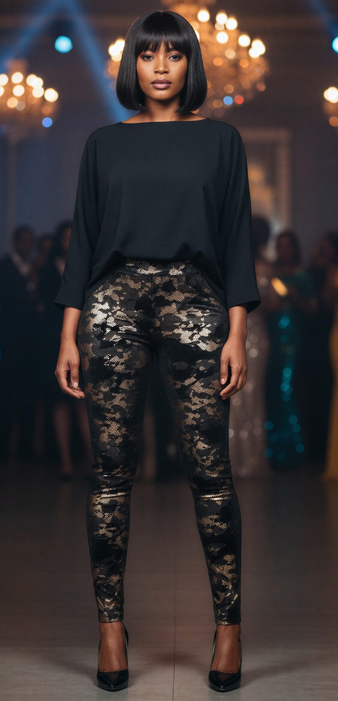 Bas Bleu Leggings mit Animal-Print und Gesäßtaschen