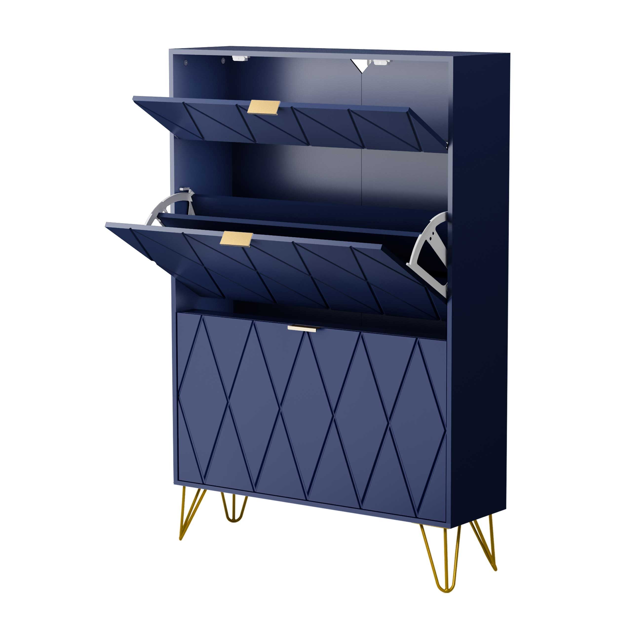UEV Schuhschrank mit 2 Klappen Schuhregal Schukipper, Dunkel blau