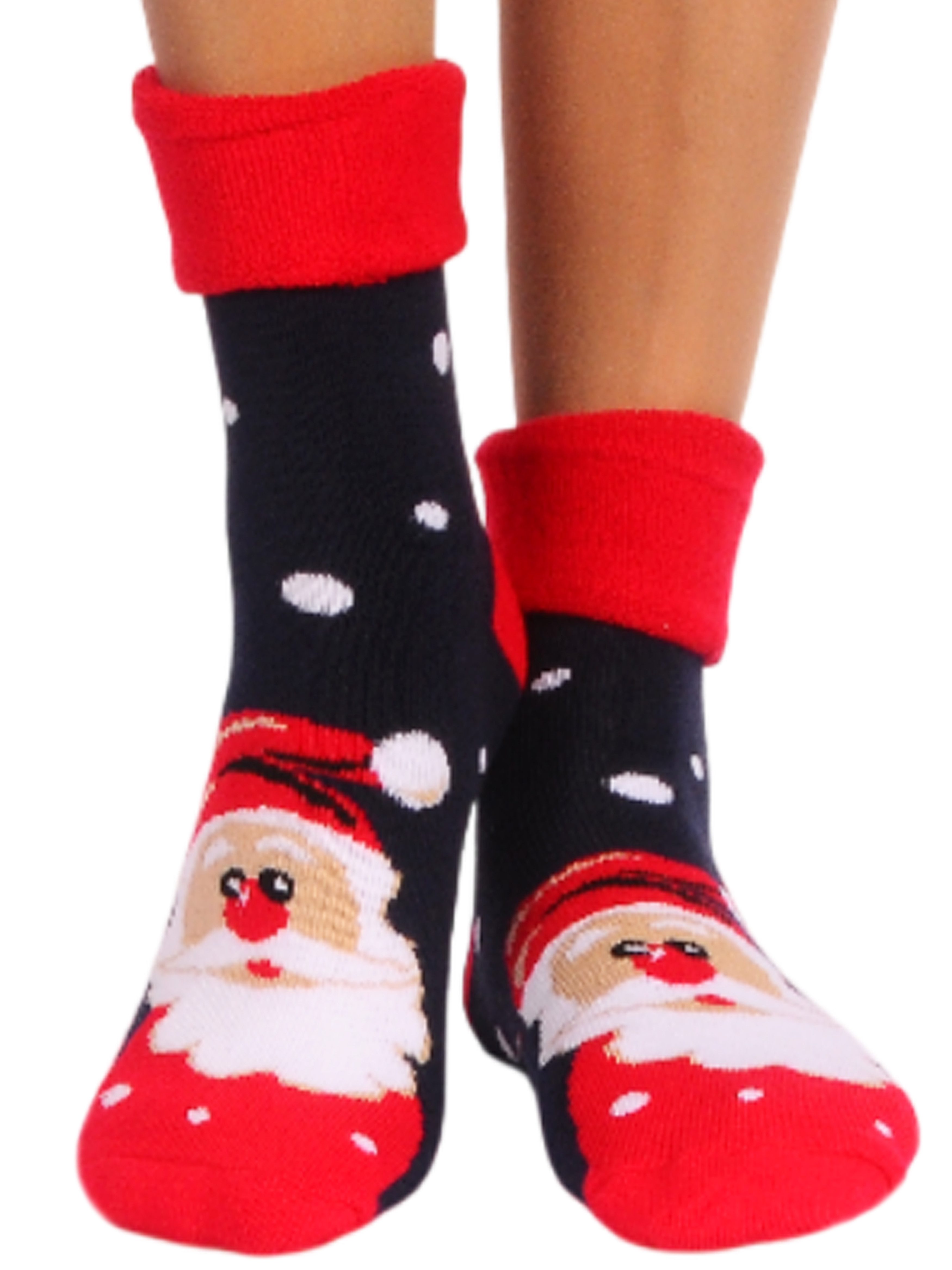 Martinex Thermosocken Weihnachtssocken warme Socken socks aus Frottee mit Weihnachtsmann mit Santa Motiv, weihnachtlich, 32 34 35 36 37 38 39 40 41 42