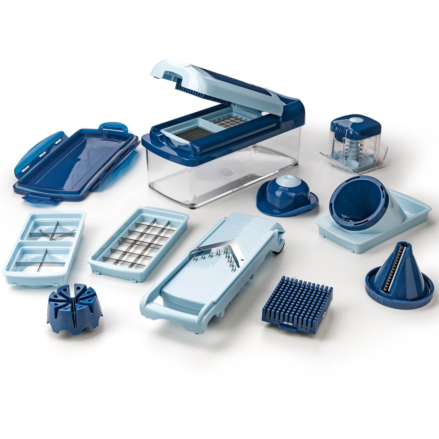 Genius Gemüseschneider Zerkleiner Nicer Dicer Fusion Smart Gemüsehobel manuell, Julietti Spiralschneider für Juliennes, Würfel