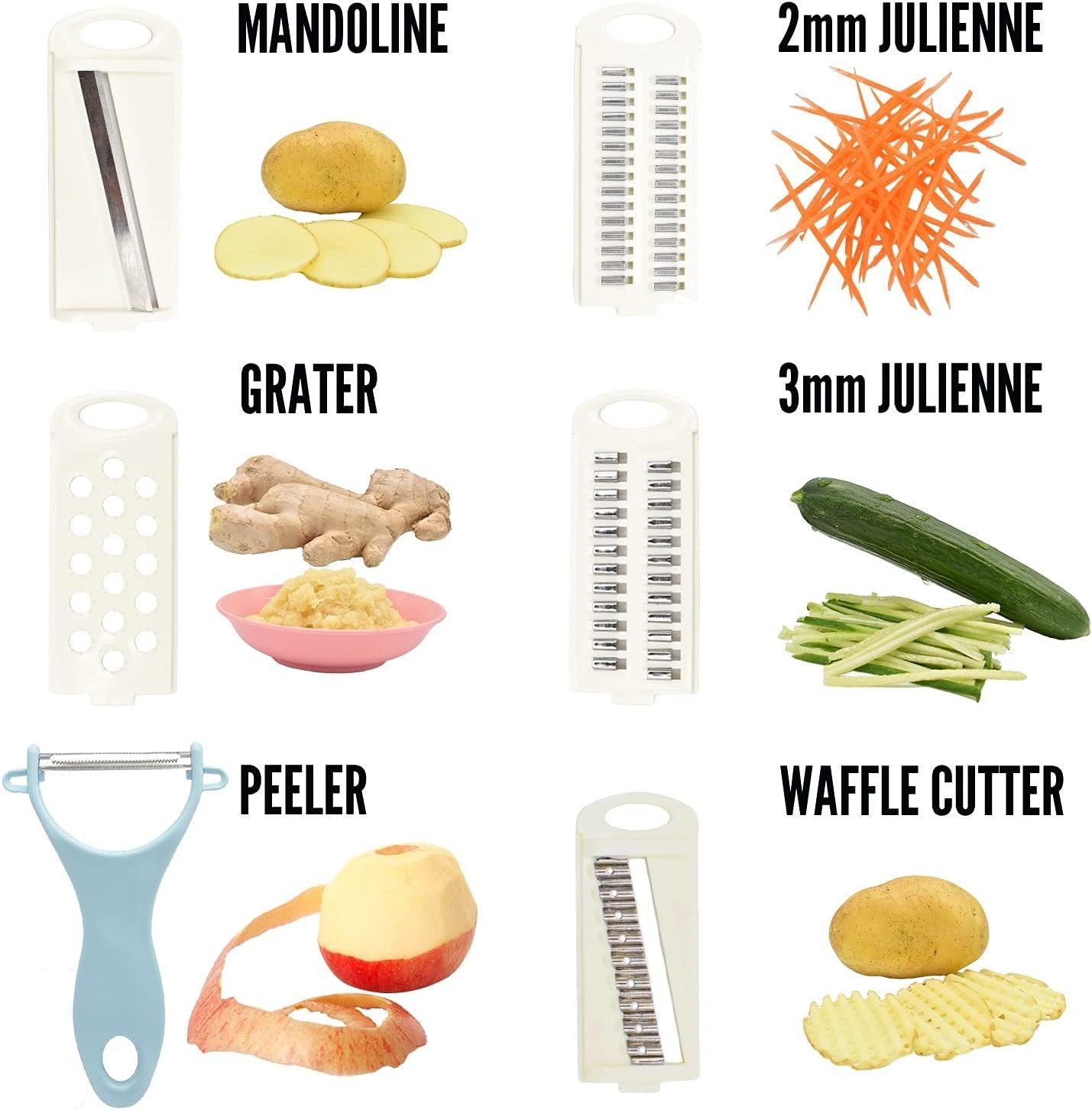 FELIXLEO Gemüsehobel Gemüsehobel 5 in 1 Multischneider Kartoffelchips und Julienne, (1-St) – Bild 2 von 5