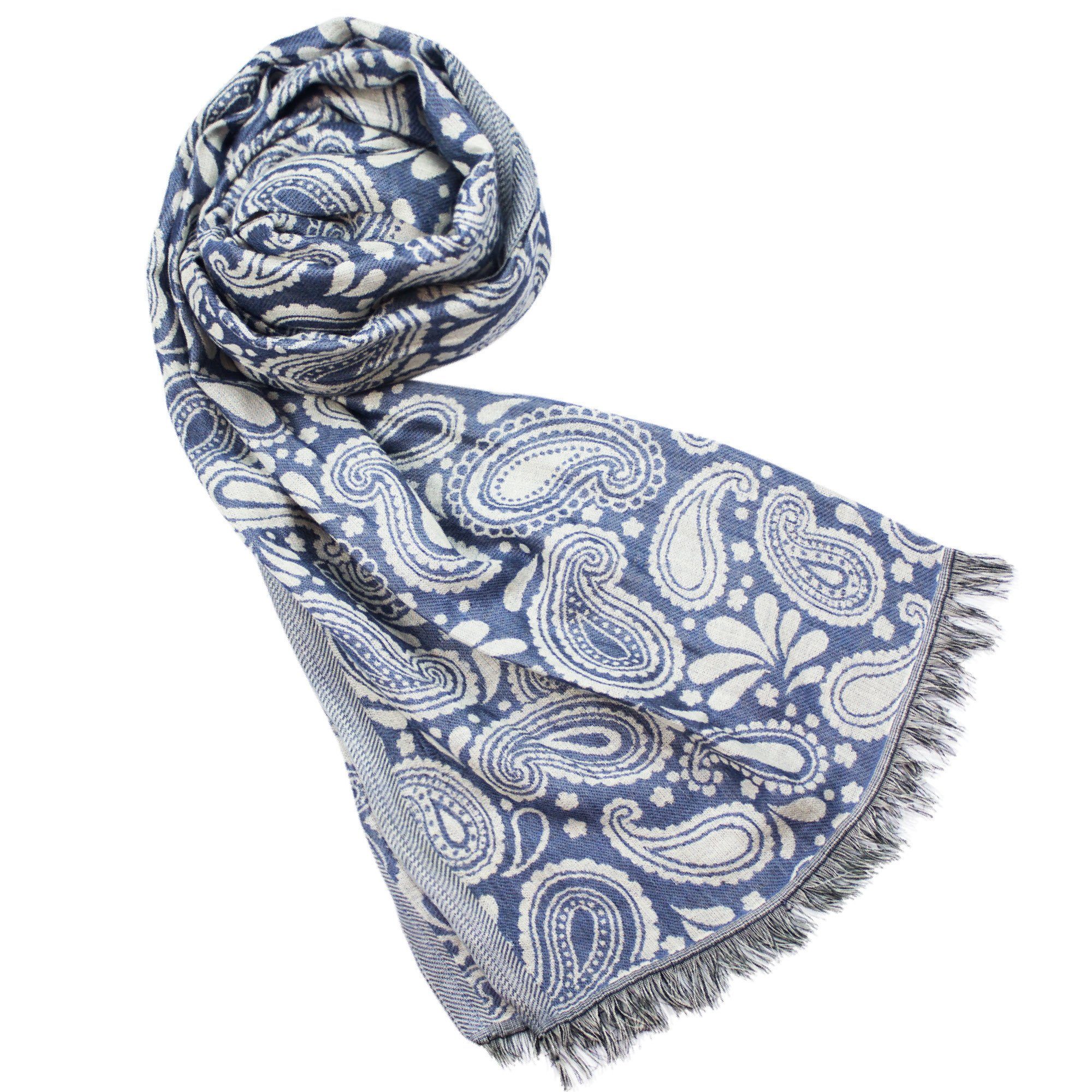 Sunsa Design, Schal Viskose Halstuch. 60% Paisley aus Design mit Große Blumen Sunsa Halstuch Baumwolle/40% blau Stola Damen Winterschal,