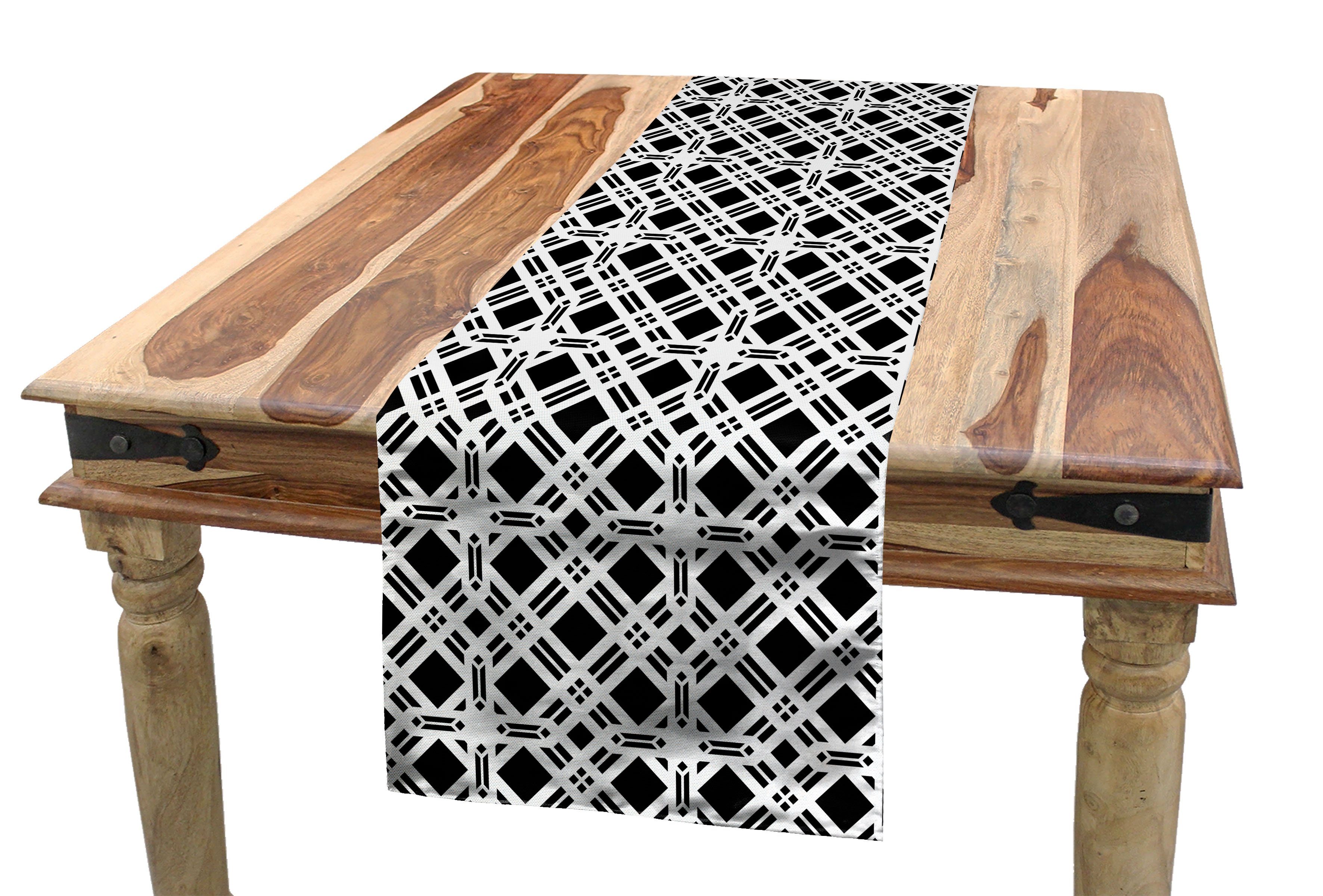 Abakuhaus Tischläufer Esszimmer Küche Rechteckiger Dekorativer Tischläufer, Geometrisch Monotone Vintage-Squares