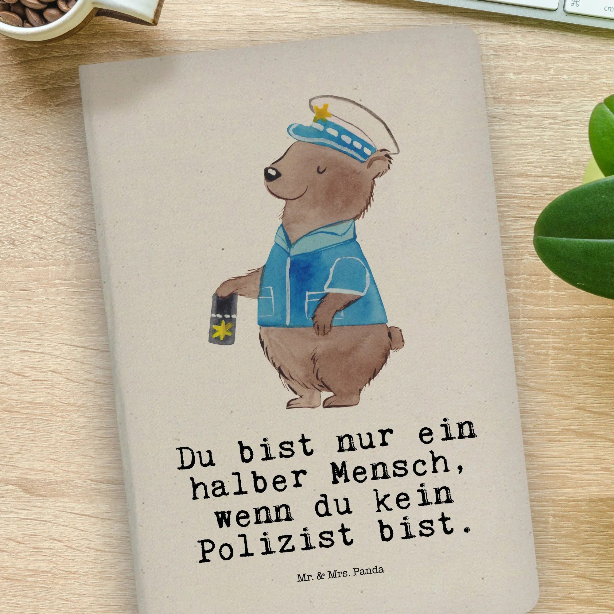 Thumbnail - Mr. & Mrs. Panda Notizbuch Polizist Herz - Transparent - Geschenk, Mitarbeiter, Studium, DIN A4 Mr. & Mrs. Panda, Langle...