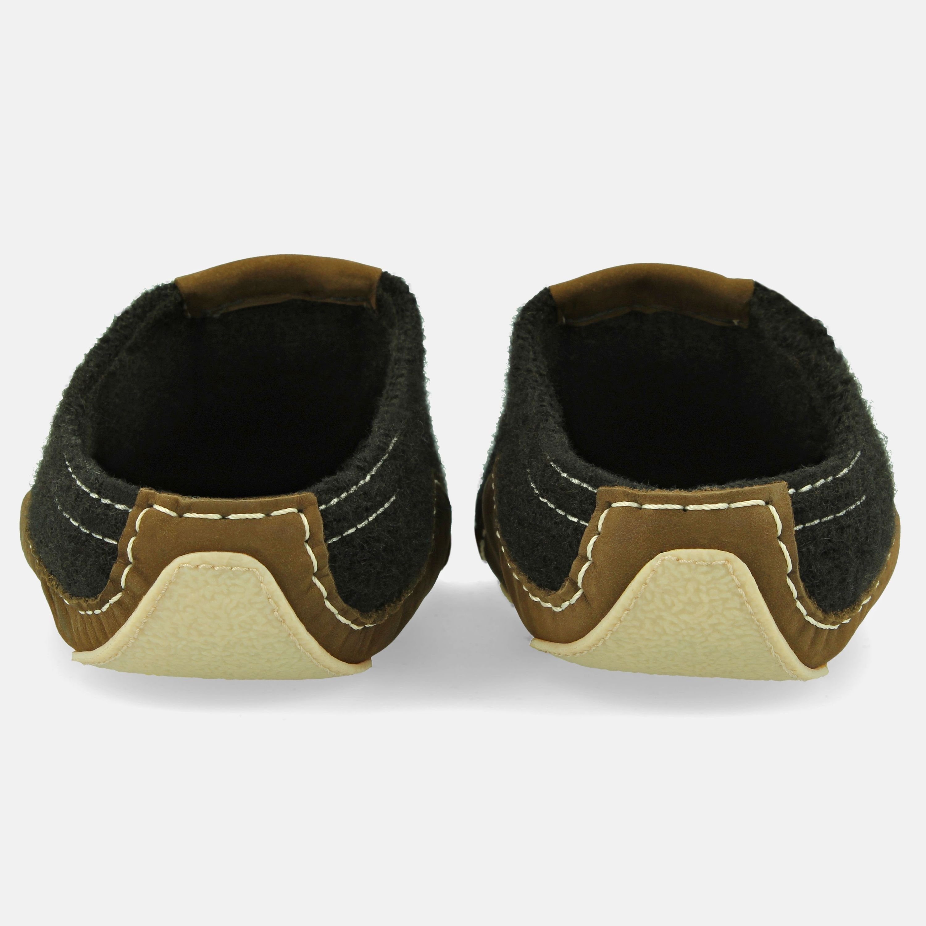 Haflinger Pocahontas Pantoffeln aus gewalkter Wolle mit Gummisohle Hausschuh