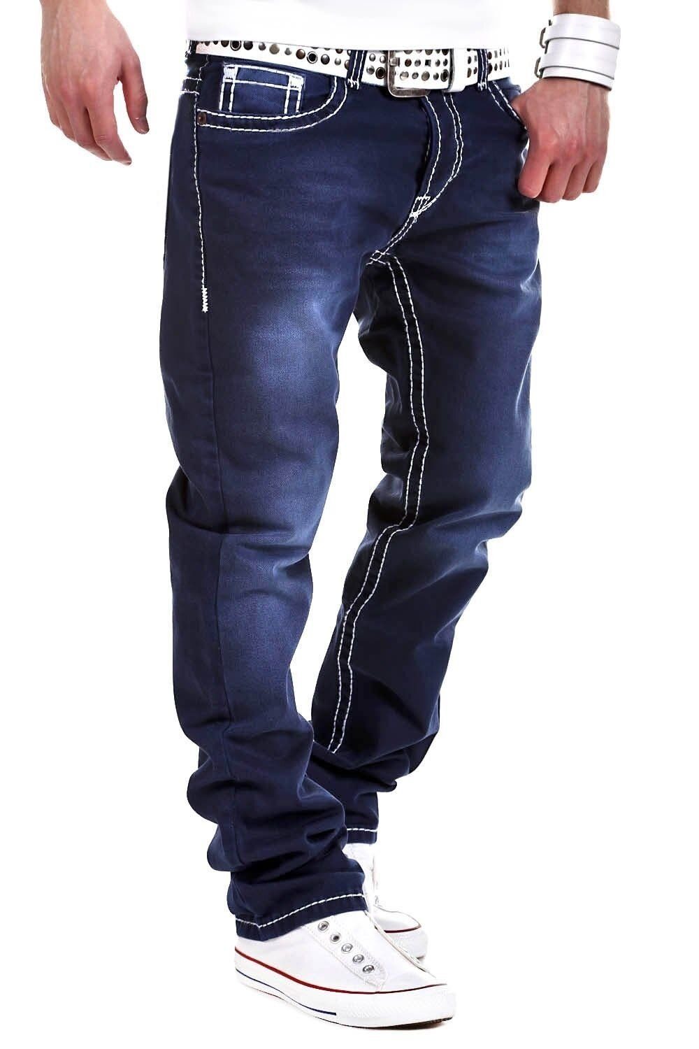 behype Bequeme Jeans Stitch mit dicken Kontrastnähten dunkelblau