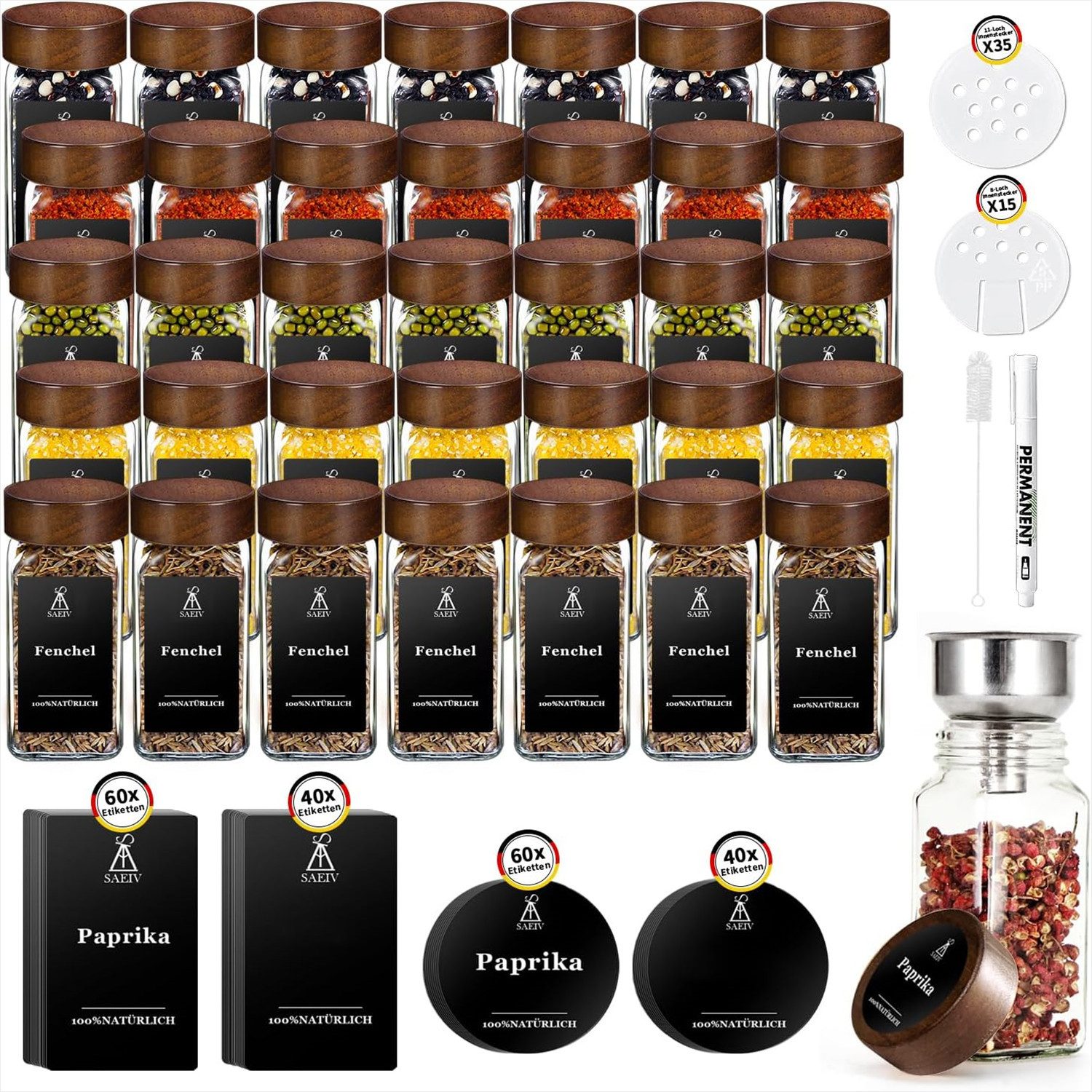 KingLux Gewürzbehälter 35Stk.Gewürzdosen Mit 200 Gewürzetiketten,Gewürzgläs günstig online kaufen