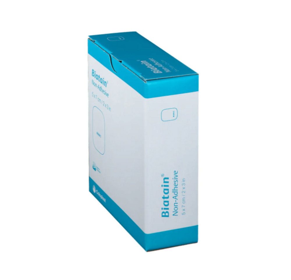 Coloplast Wundpflaster BIATAIN AG Schaumverband 5x7 cm nicht haftend (Spar Set, 5 St., Wundverband in 5er-Packung), Antimikrobieller Verband für Wunden