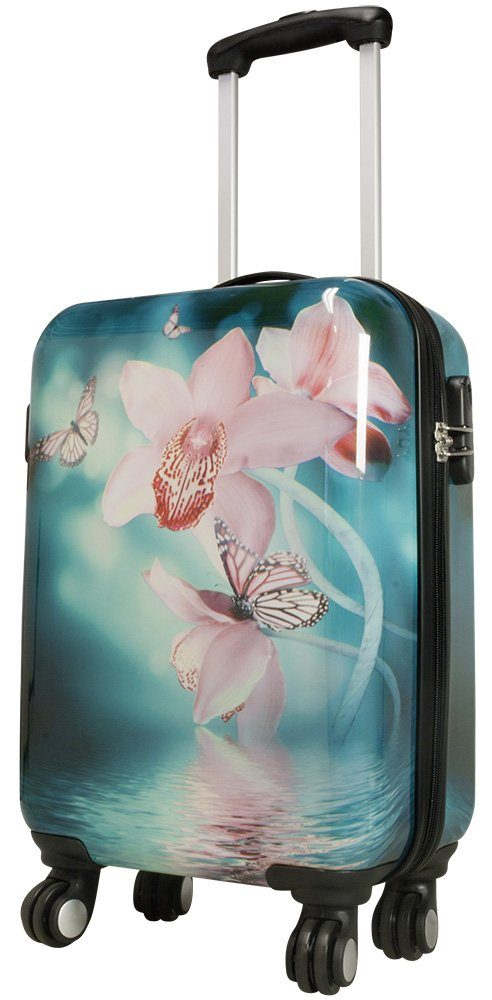 MONOPOL® Kofferset Kofferset 3 tlg. Trolleyset Reisekoffer Hartschale Orchidee