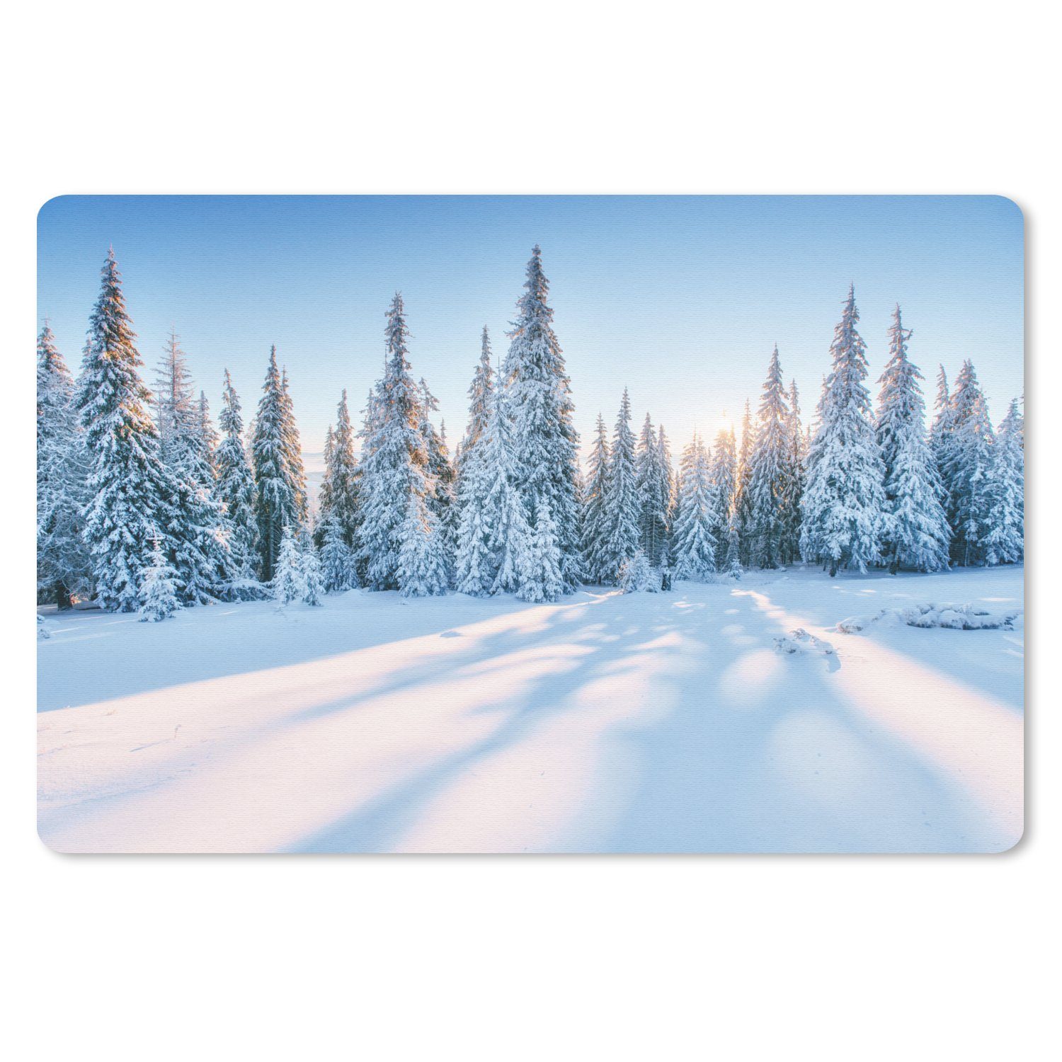 MuchoWow Mauspad Wald - Schnee - Winter (1-St), Mouse pad Klein, Gaming Deko, PC Zubehör, 27x18 cm