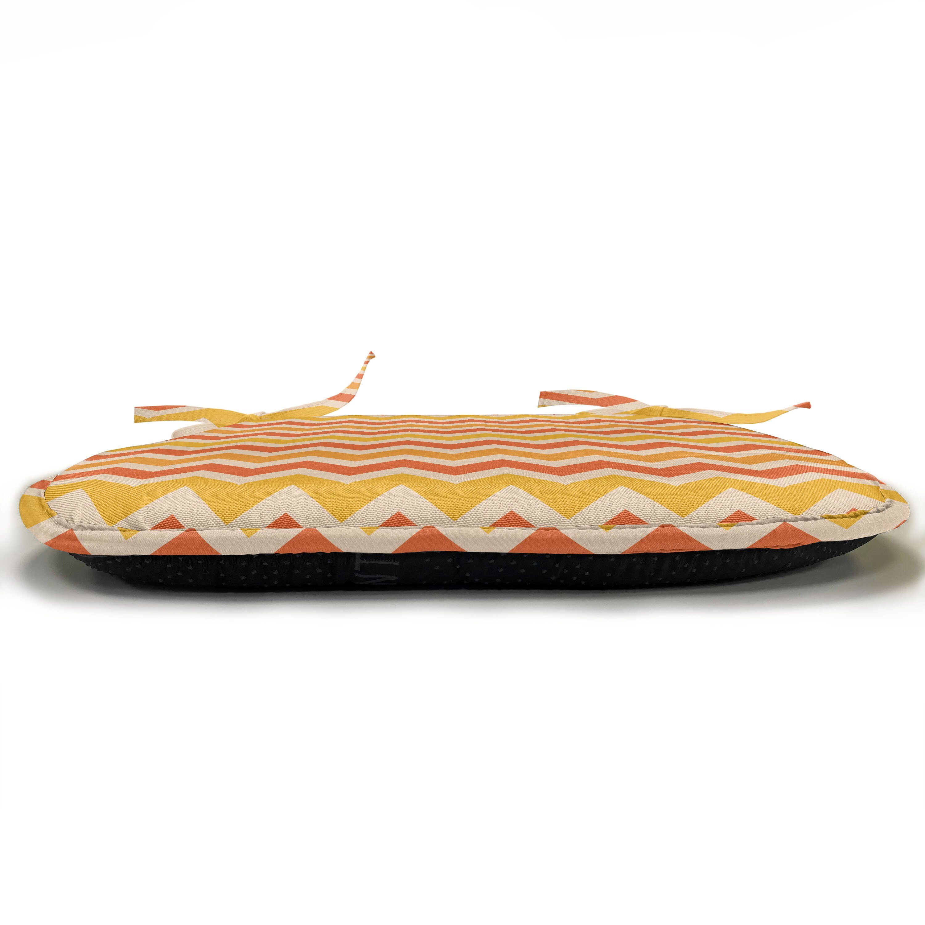 Küchensitze, Kissen Abakuhaus für Stuhlkissen Geometrischer Wellenförmige Dekoratives Riemen Orange wasserfestes Weinlese mit