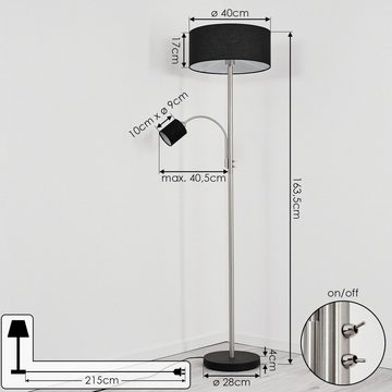 hofstein Stehlampe »Mistretta« Bodenlampe aus Metall/Stoff in Nickel-matt/Schwarz/Weiß, ohne Leuchtmittel, Standlampe mit Lesearm, E27 / E14, Höhe 163, 5cm, An-/Ausschalter