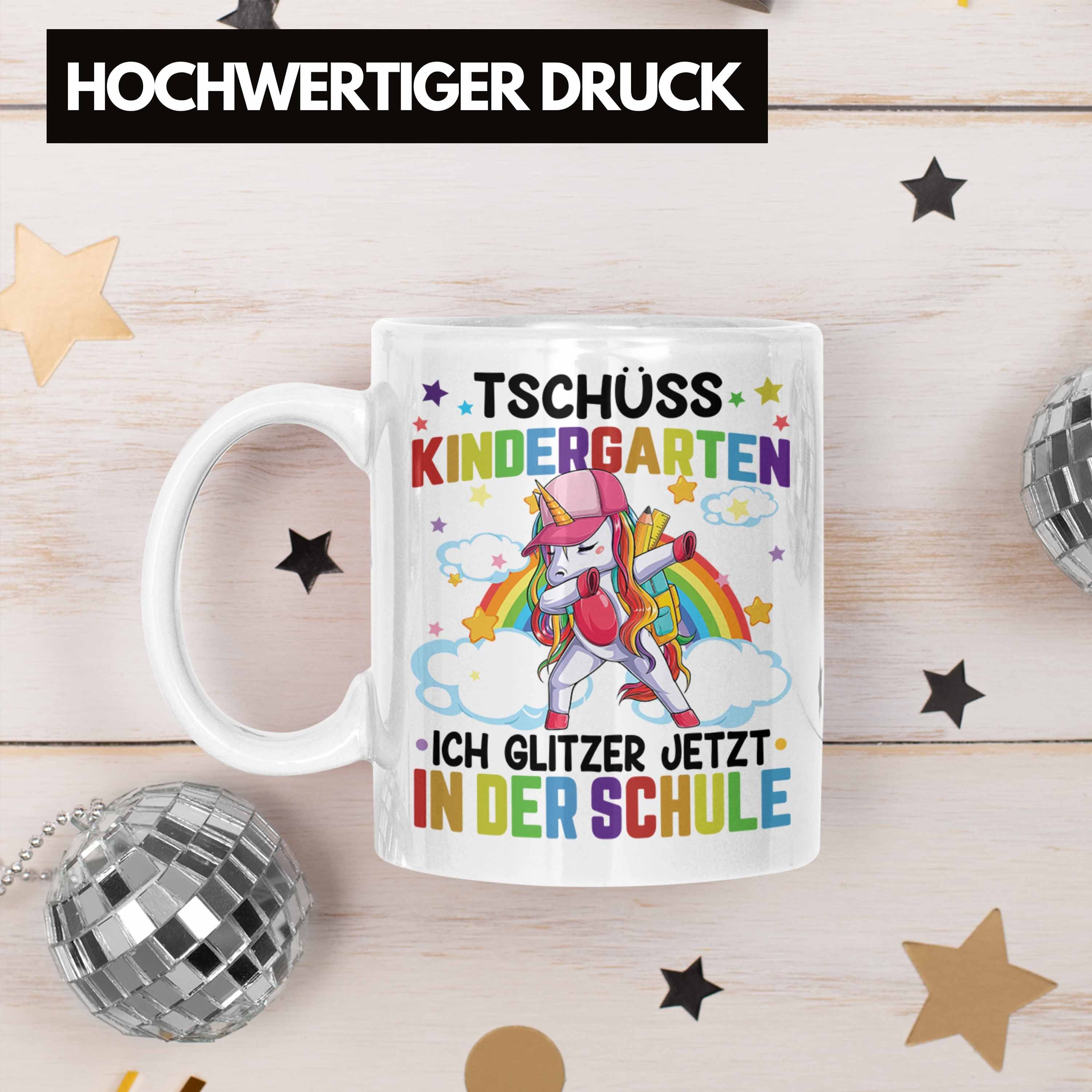 zur In Kinderkarten Tschüss Trendation Erster Tasse Glitzer Weiss Trendation Schultag Ich - Geschenk Einschulung Der Grundschule Tasse