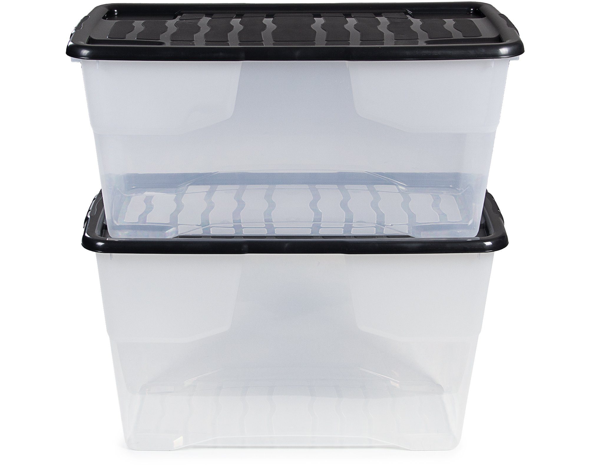 ONDIS24 Aufbewahrungsbox »Ondis24 2X Aufbewahrungsbox Curve mit Deckel, 100  L + 80 L Set, transparente Kunststoffbox, stapelbar, nestbar, Lagerbox«,  100+80 liter
