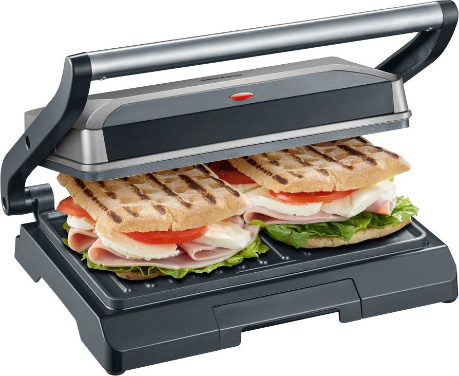 Severin Kontaktgrill KG 2394, 800 W, antihaftbeschichtete Grillplatten,inkl.  Fettauffangschale, Platzsparendes Slim-Design passt in jede Küche