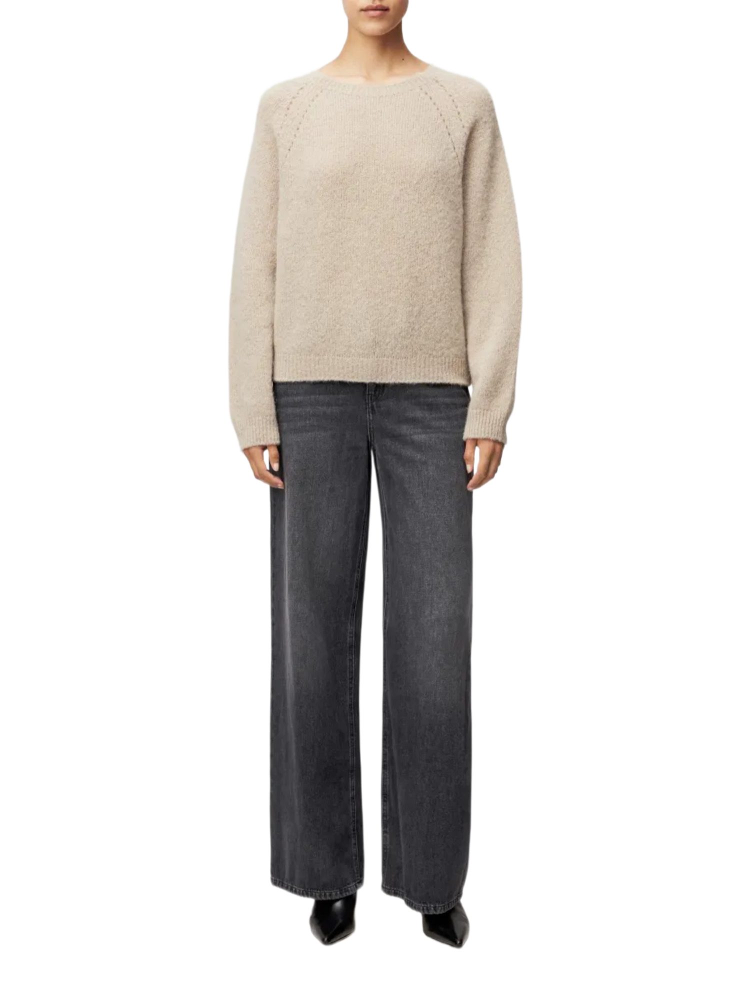Drykorn Strickpullover natur,Casual,Alpaka,Unifarben,Rundhals,Lang,Relaxed Fit