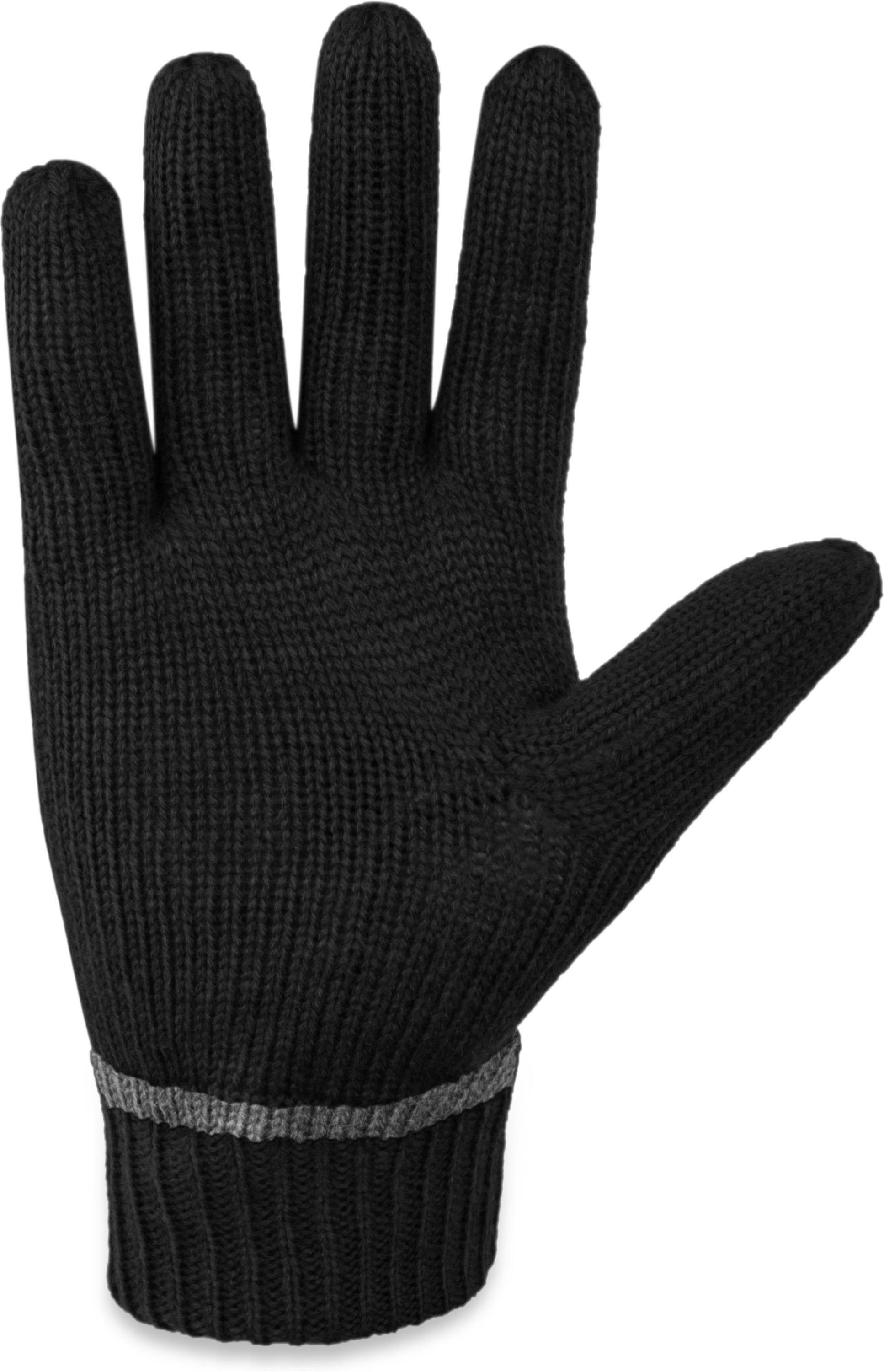 normani Strickhandschuhe Edmonton Wollhandschuhe Winter- Fingerhandschuhe Thinsulate™ und Innenmaterial Fleece Schwarz Damen und Thermofutter mit für Herren