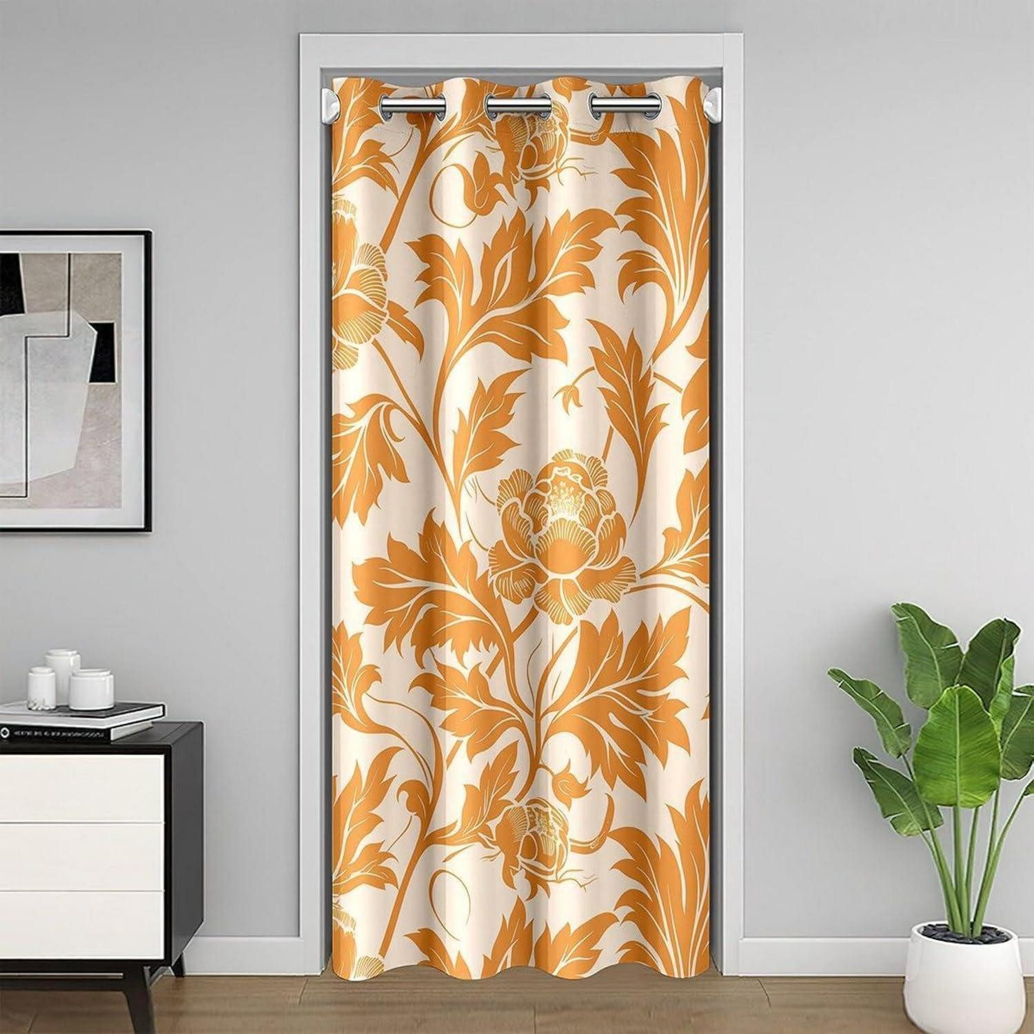 LuxusKollektion Türvorhang Türvorhang Retro Blumen Orange 150x203cm (1 St)