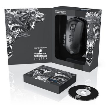Titanwolf Gaming-Maus (kabelgebunden, 1000 dpi, MMO Gaming Maus "System" Auswechselbare Daumen Tasten / 10000 dpi)