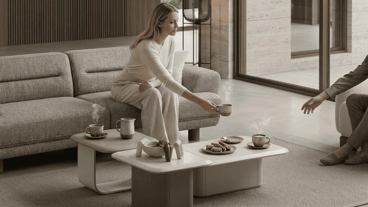 JVmoebel Couchtisch Graue Couchtische moderner Couchtisch-Set Wohnzimmer-Tisch luxuriös, Made in Europa