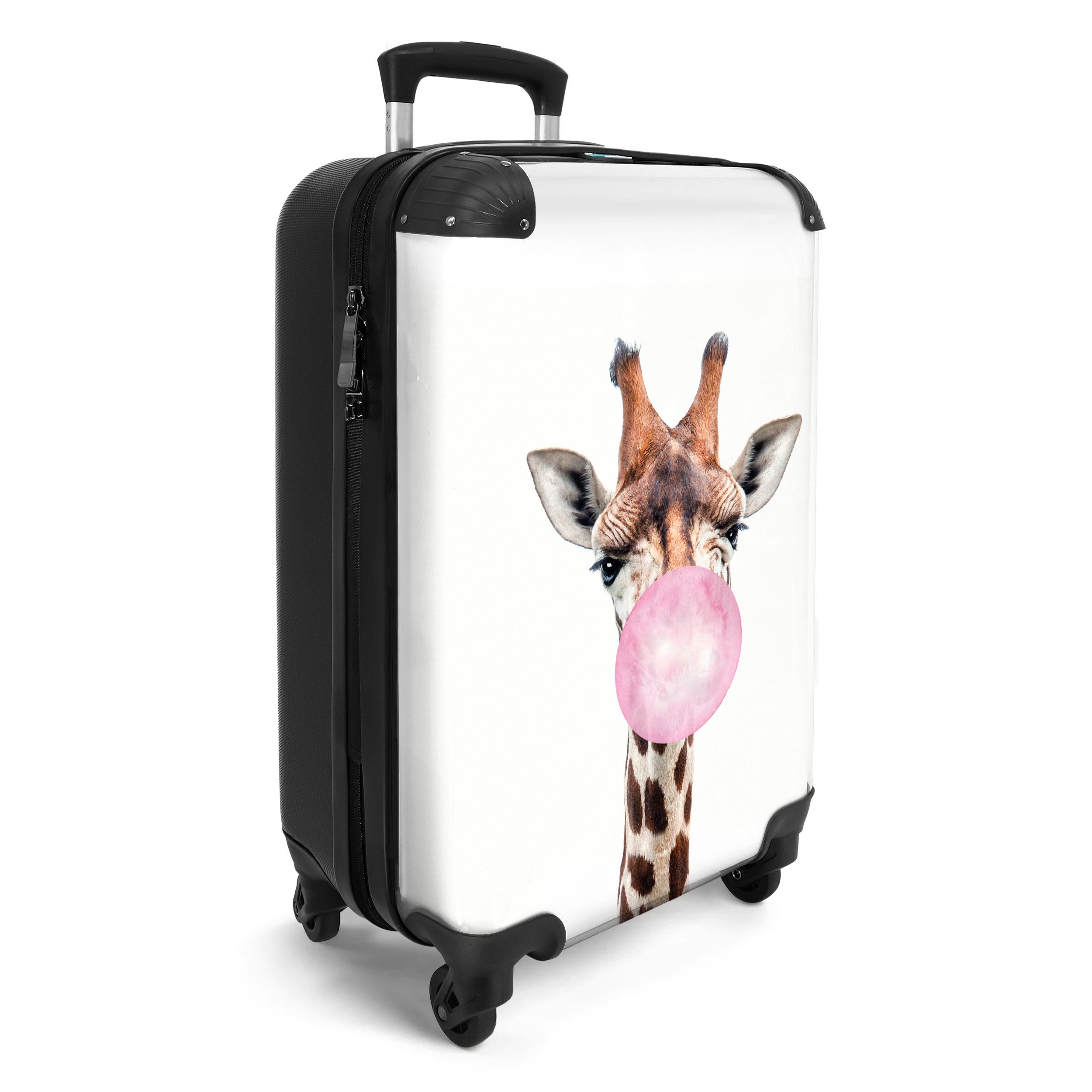NoBoringSuitcases.com© Kinderkoffer Rosa - Kinder - Giraffe - Kaugummi 55x35x20cm, Kinder Koffer Klein, Trolley Handgepäck, Reisekoffer