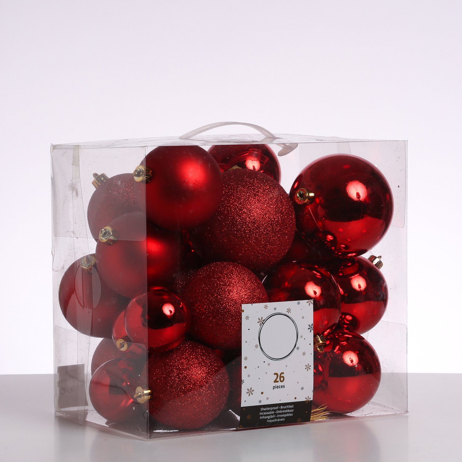 Weihnachtsbaumkugel Christbaumkugel Weihnachtskugel bruchfest glänzend matt rot 26er Set