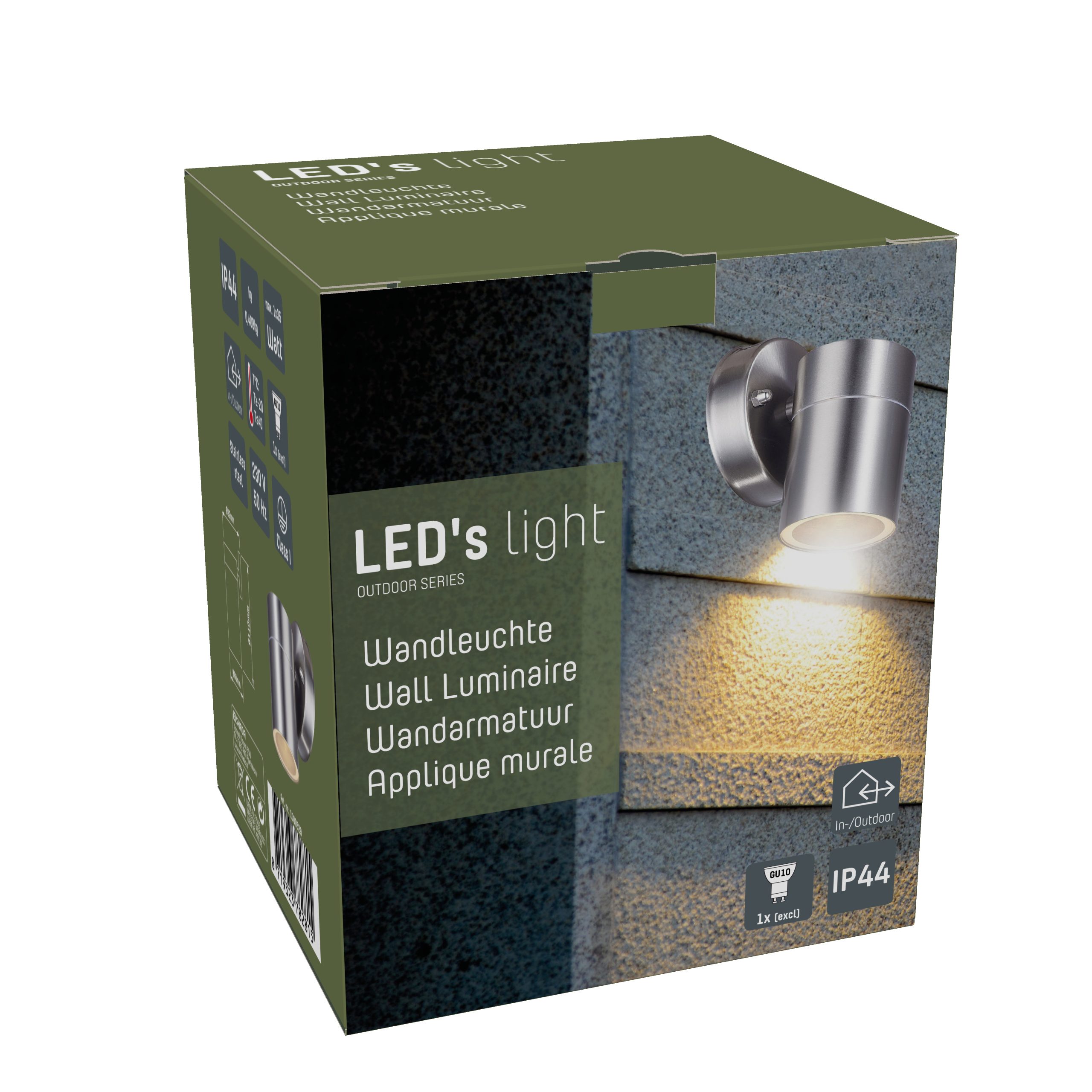 35W für GU10 Außen-Wandleuchte, LED, Halogen LED bis 1x Außen-Wandleuchte Edelstahl IP44 LED's LED light 1000529 und