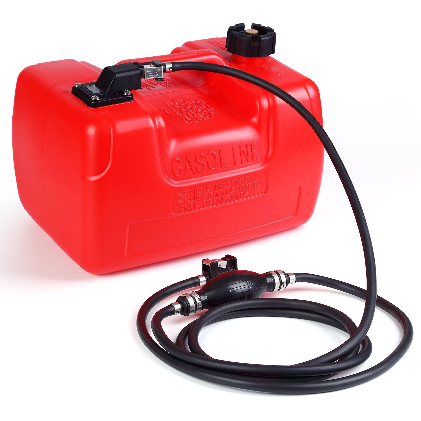 GarveeMore Benzinkanister HDPE Boot‑Kraftstofftank, mit Füllstandsanzeige & integrierter Kraftstoffleitung 3 m