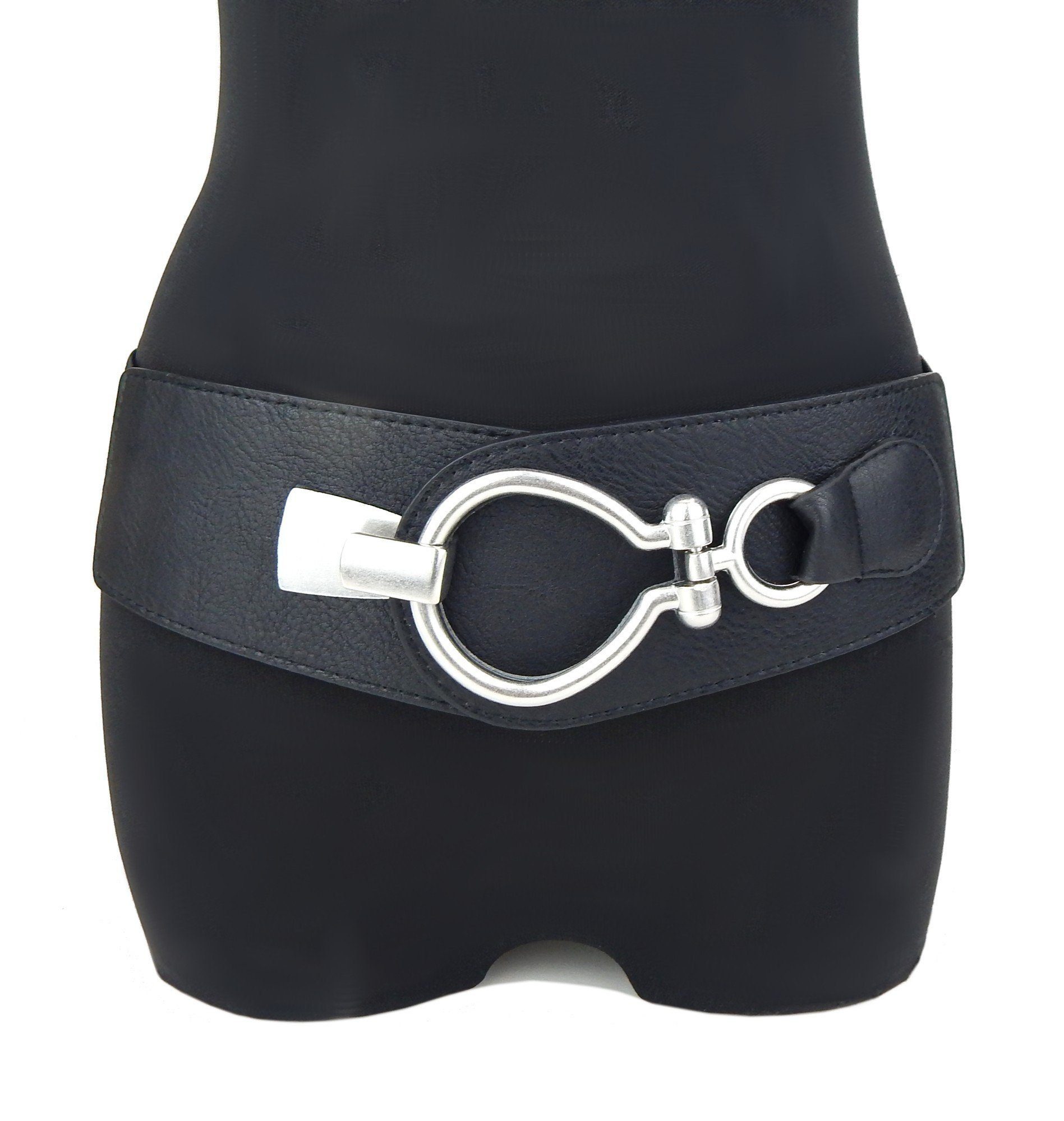 Ella Jonte Stretchgürtel schwarz silber Kunstleder elastisch 75-90 cm günstig online kaufen