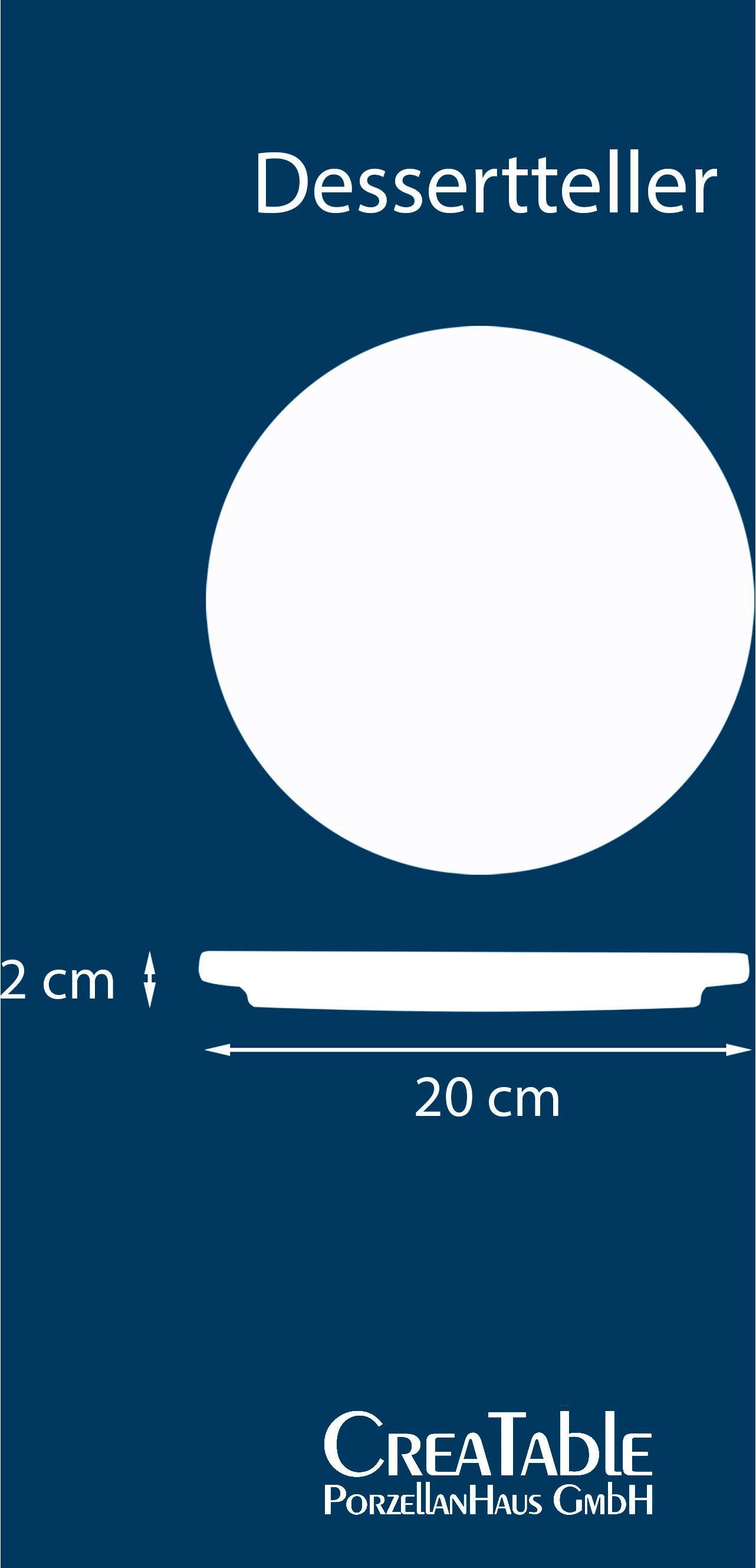 CreaTable Dessertteller Futuro, (4 St), Teller Set für 4 Personen, Ø 20 cm, Steinzeug