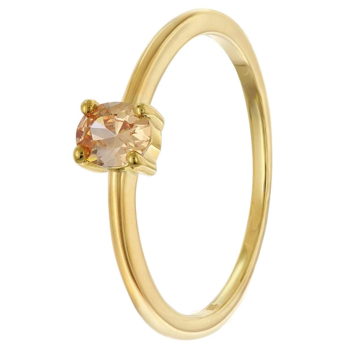 trendor Solitärring 21370-17, Damenring 333 Gold (8k) Ovaler Zirkonia Champagne