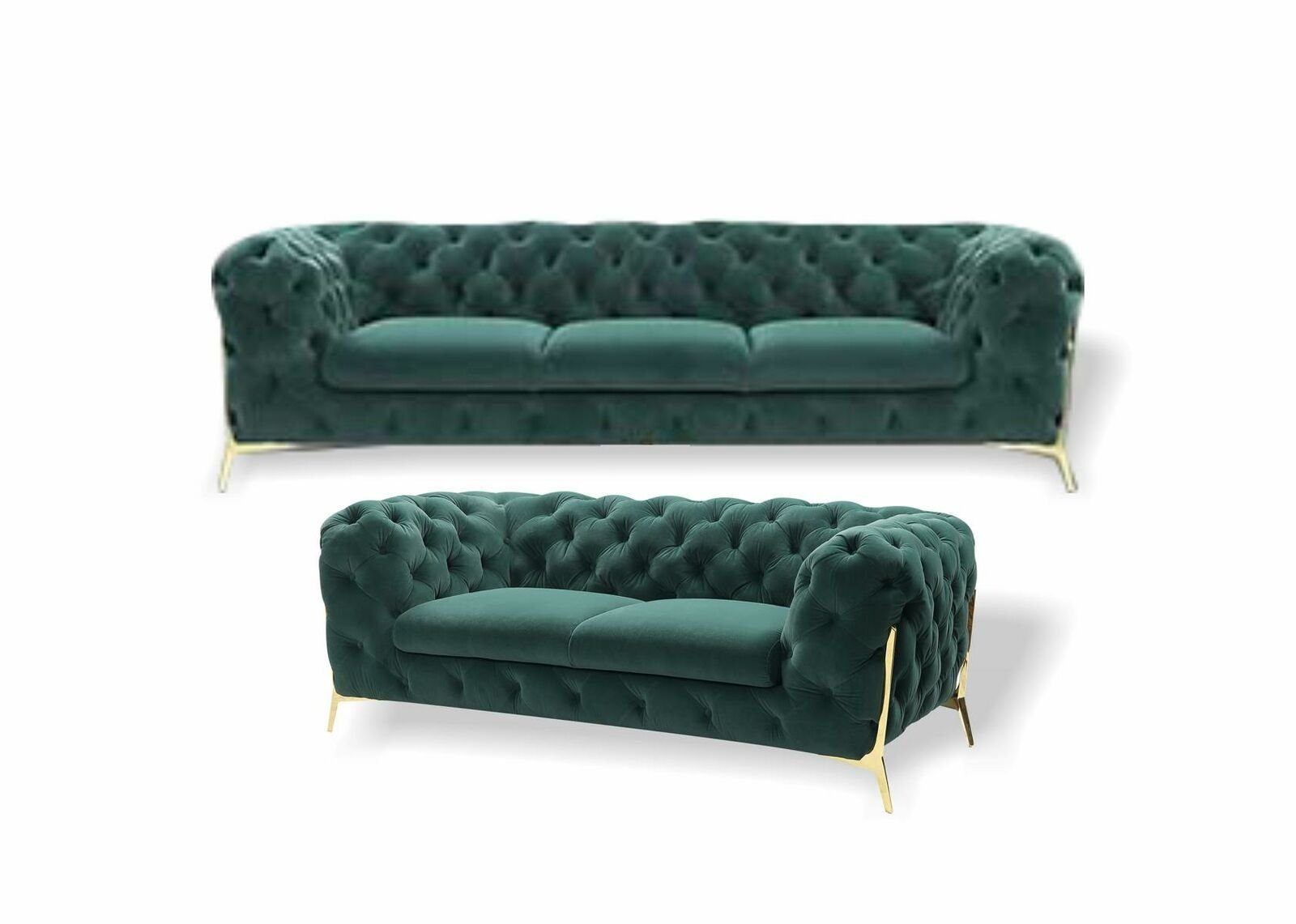 in JVmoebel Moderne Couchgarnitur Chesterfield 3+2 Grün Neu, Made Luxus Sitzer Europe Sofa Blaue