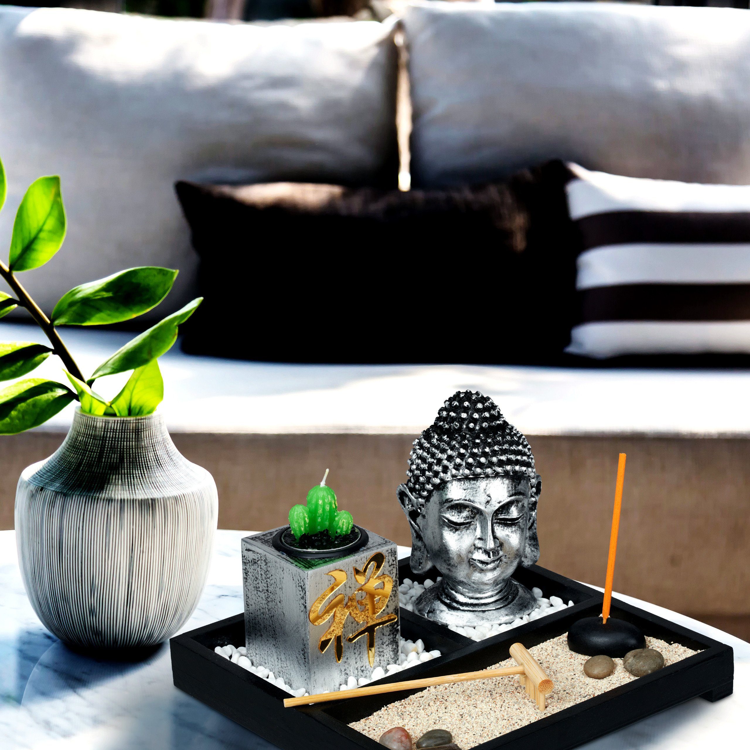 Zen mit Buddha Garten Buddhafigur relaxdays