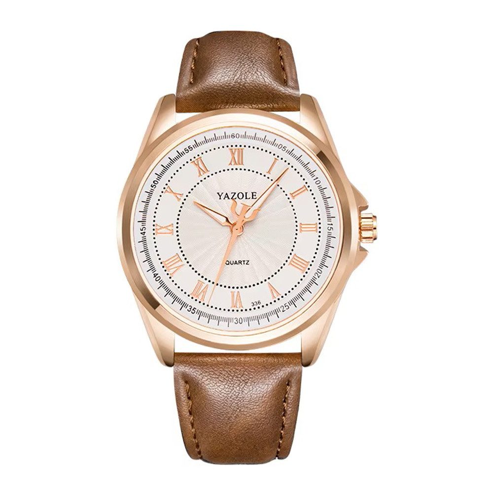 Taffstyle Quarzuhr Herren Armbanduhr mit Lederarmband und römischen Ziffern elegante Uhr, (Stilvolle analoge Armbanduhr mit Rosegold Metallgehäuse und Quarzwerk), ideal auch als Geschenk