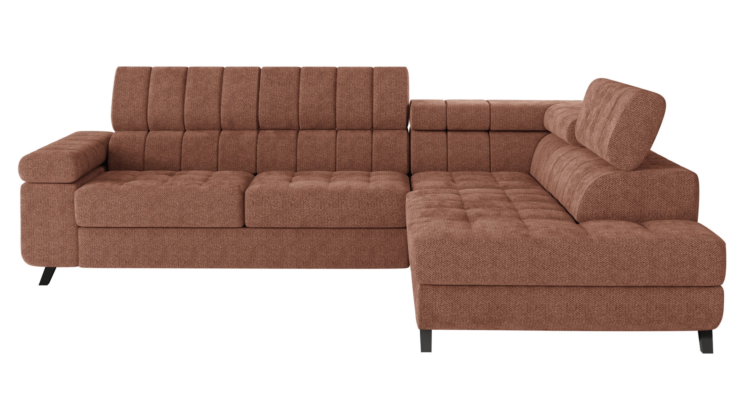 MIRJAN24 Ecksofa Nord, mit Bettkasten und Schlaffunktion, Typs "L", Einstellbare Kopfstützen, 264x203x73 cm