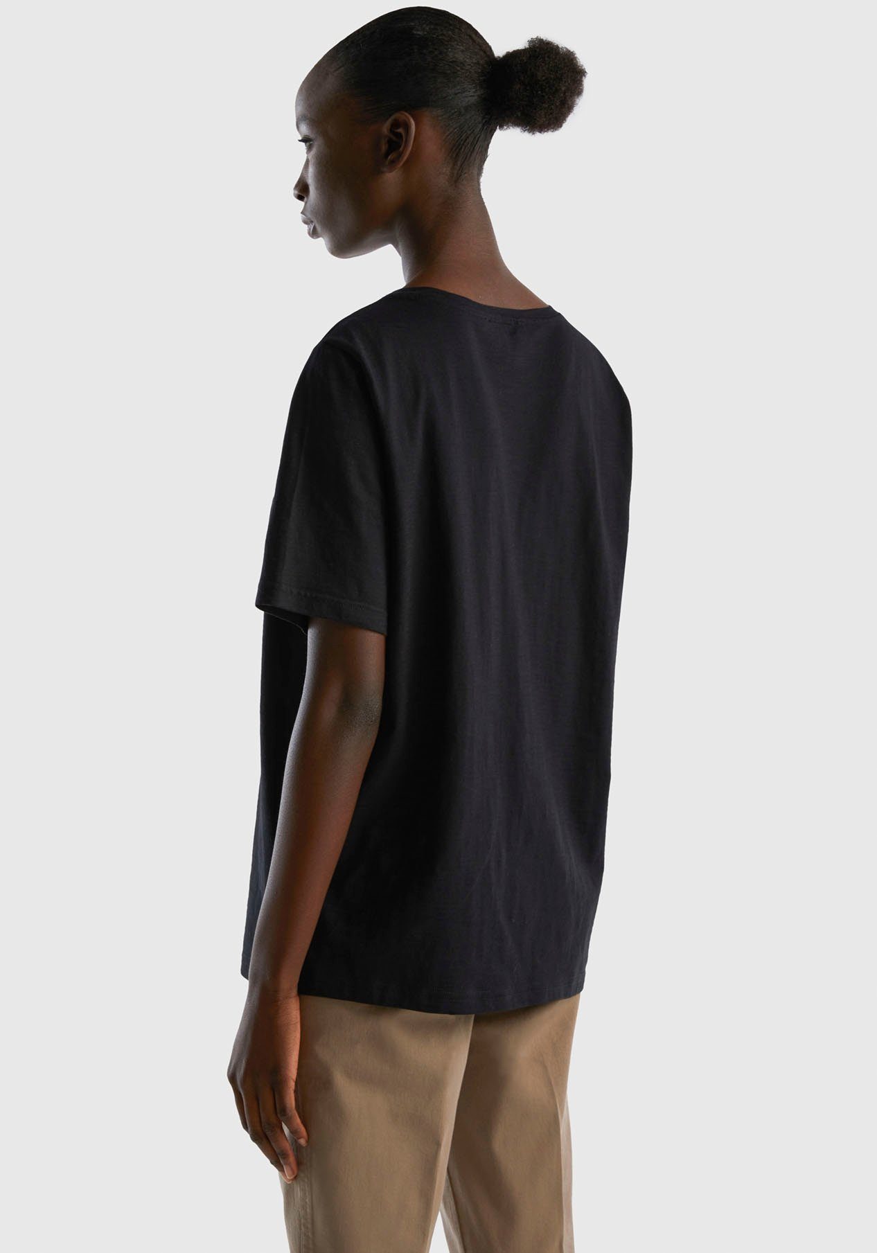 United Colors of schwarz cleaner T-Shirt Benetton in Basic-Optik