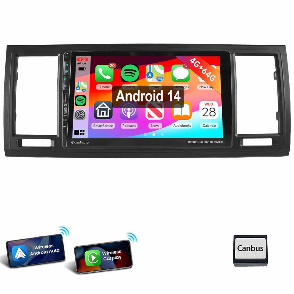ESSGOO Für VW T6 Transporter Multivan Android 14 Apple CarPlay Autoradio (Digitalradio (DAB), RDS, FM, AM, Apple Carplay Android Auto GPS Navi WIFI BT USB Type-C)