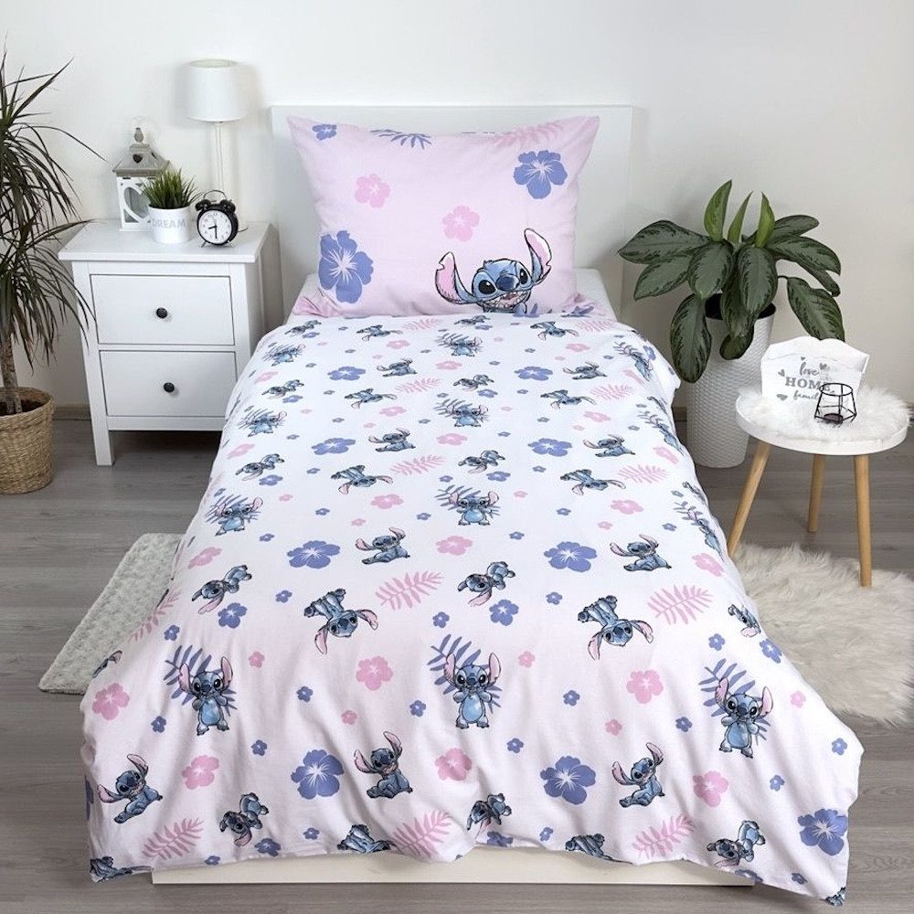 Lilo & Stitch Bettwäsche Disney Stitch Kinderbettwäsche 140x200 cm, rosa mit Reißverschluss, Baumwolle, 2 teilig, 100% Baumwolle – Bild 5 von 5
