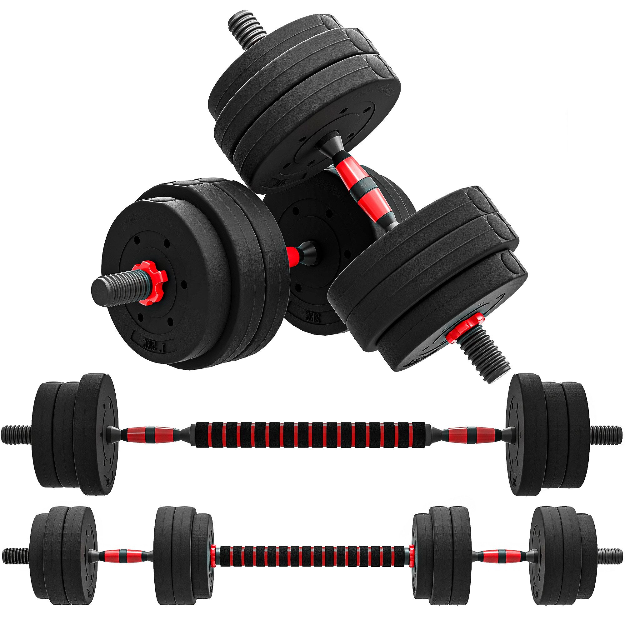 HOMCOM Hantel-Set 25 kg professionell Dumbbell Krafttraining und Gewichtheben, (Gewichthebensset, Krafttrainingsset), Schwarz Metall, HDPE, Sand