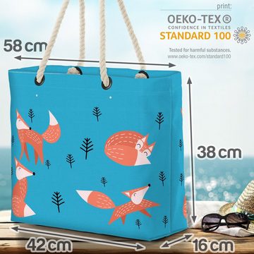 VOID Strandtasche (1-tlg), Fuchs Wald Tiere Beach Bag Waldtiere Pflanzen Weihnachten Winter Sommer Märchen