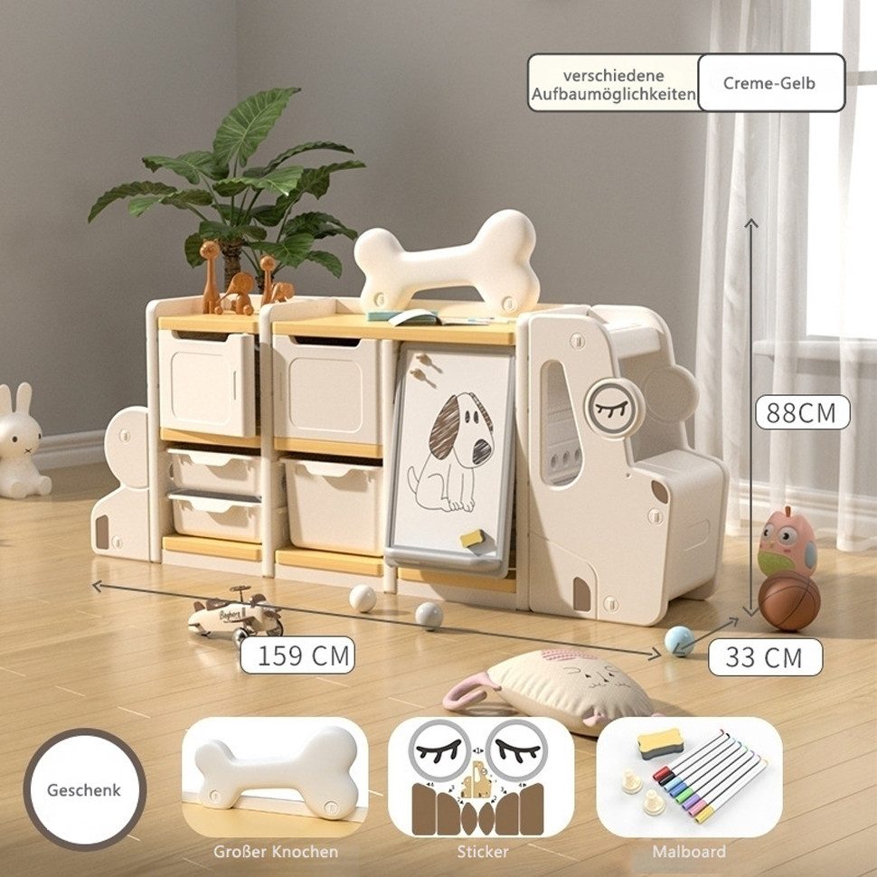 habeig Kinderregal Hund Aufbewahrungsregal Kinderzimmer beige Kinderschrank günstig online kaufen