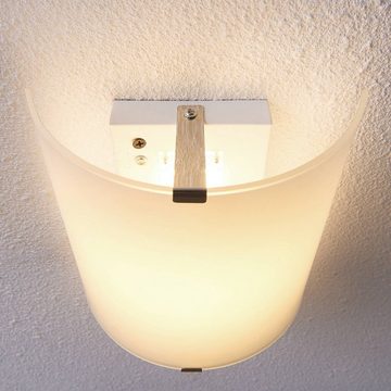 Lindby LED Wandleuchte Helmi, LED-Leuchtmittel fest verbaut, warmweiß, Modern, Glas, gefrostet, 1 flammig, inkl. Leuchtmittel, Wandstrahler