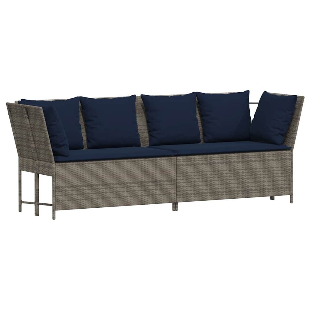 vidaXL Loungesofa Gartensofa mit Kissen Grau Poly Rattan, 1 Teile